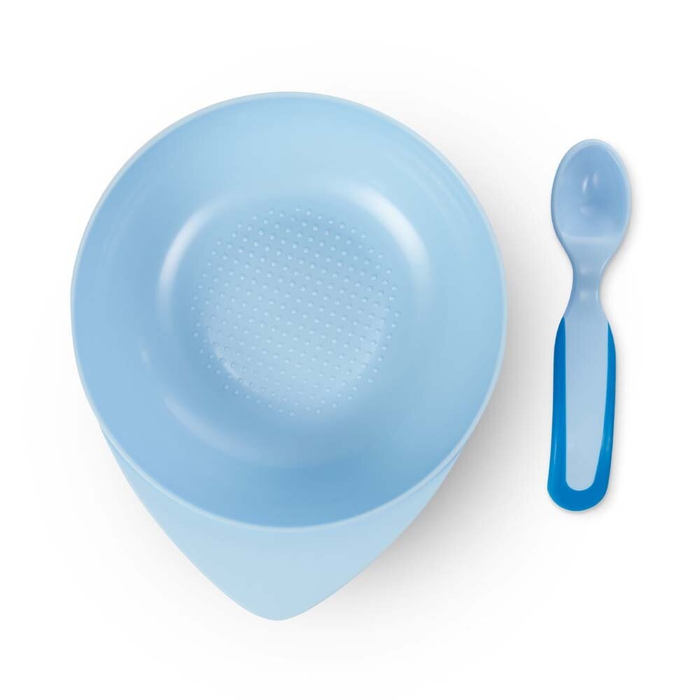 Мисочка BABOO 9-029 від 6 місяців з кришкою та ложечкою Синя (5057778090295)  Фото №2