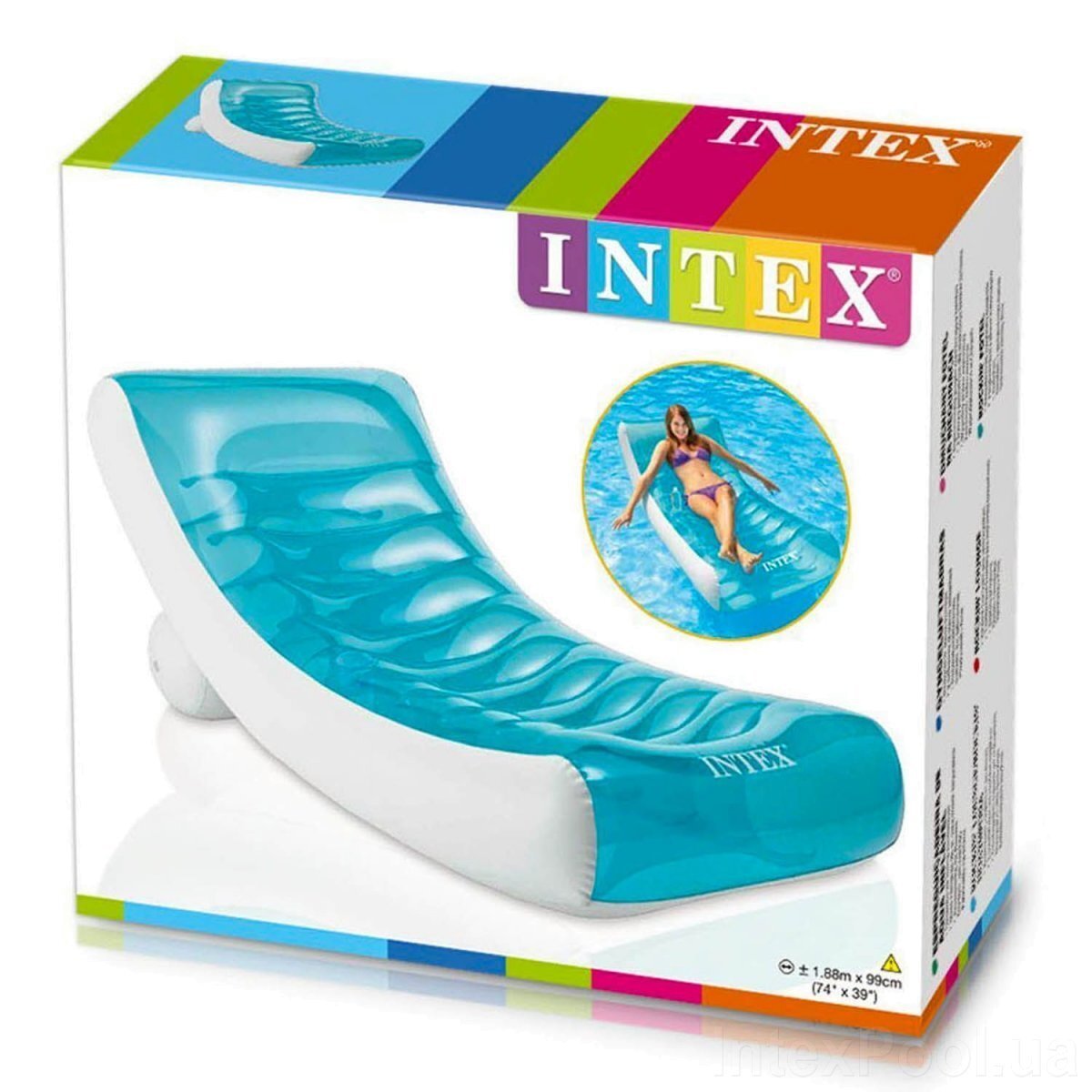 Пляжний надувний шезлонг Intex 58856, 188 х 99 см (6903144618015)  Фото №2