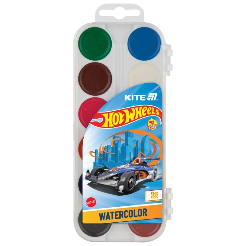 Краски акварельные Hot Wheels Kite HW25-061 12 цветов  Фото №0