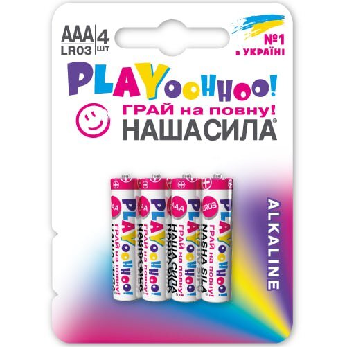 Батарейка НАША СИЛА PLAY AAA (LR03) 4 на блістері 3113 (6922363163113)
