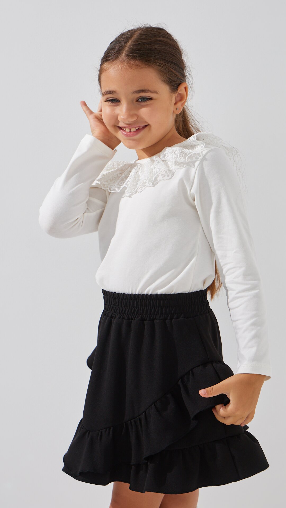 Блуза трикотажная для девочки Aura Style 866 122 см Молочный  Фото №2