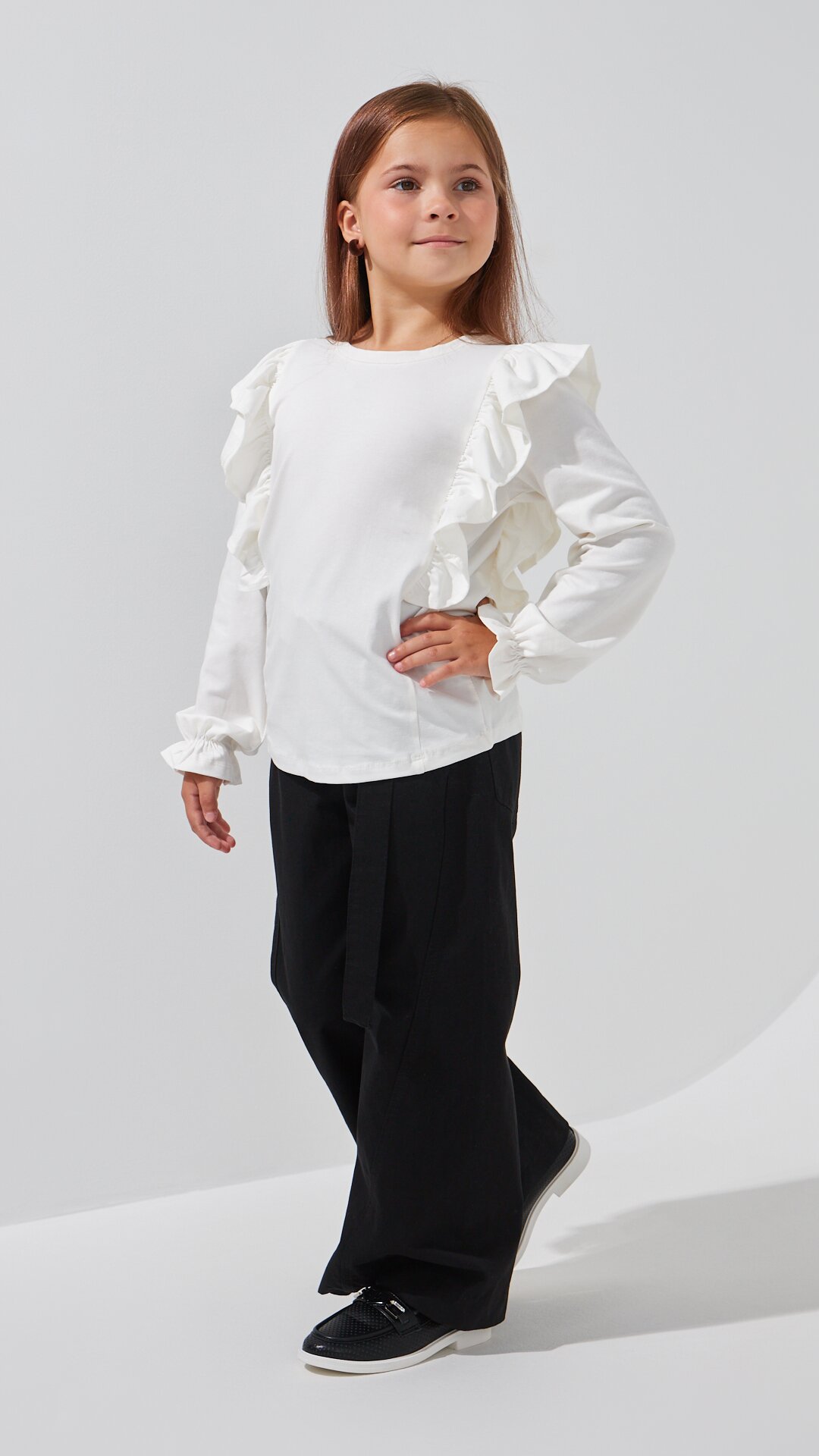 Блуза трикотажная для девочки Aura Style 868 116 см Молочный  Фото №3