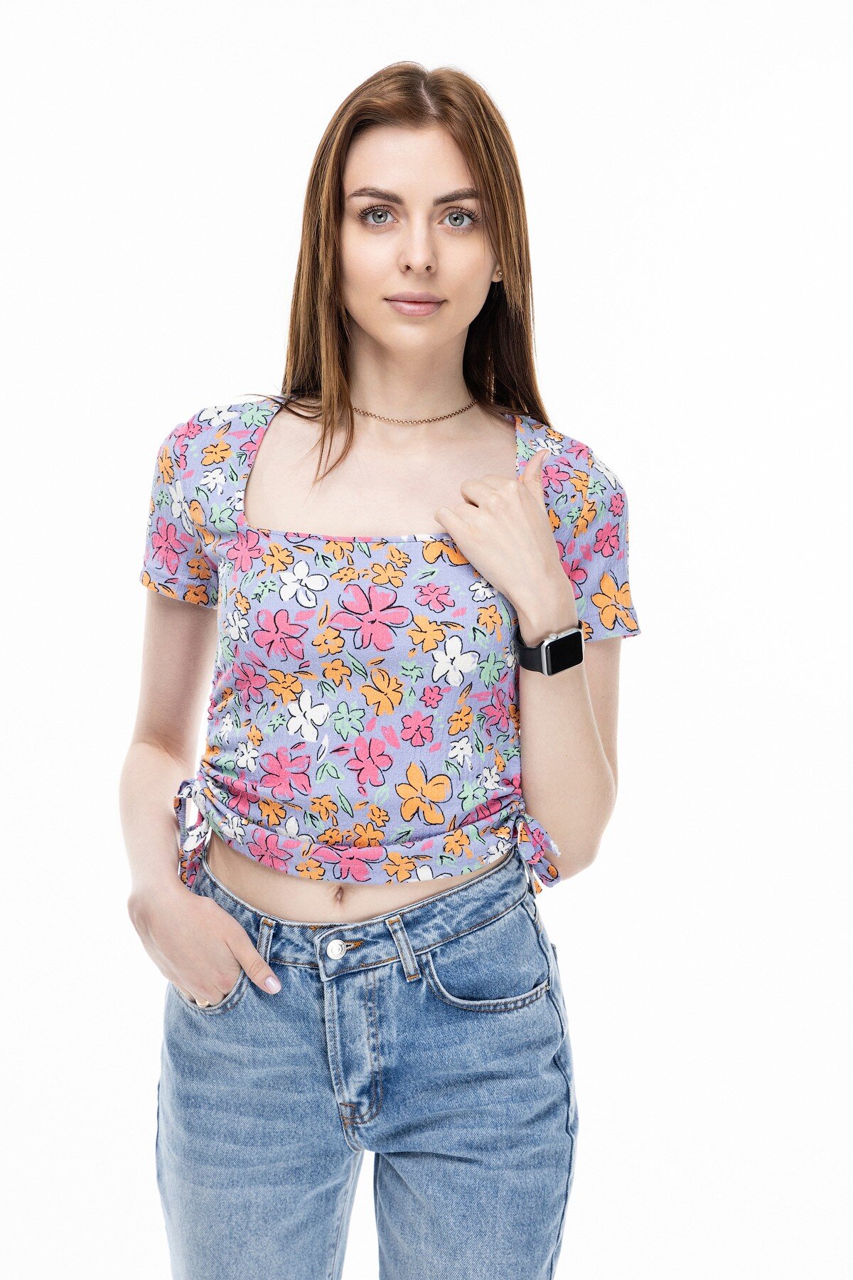 Топ з візерунком жіноча Dont Fashion 1791 S Блакитний (2000989619598S)  Фото №0