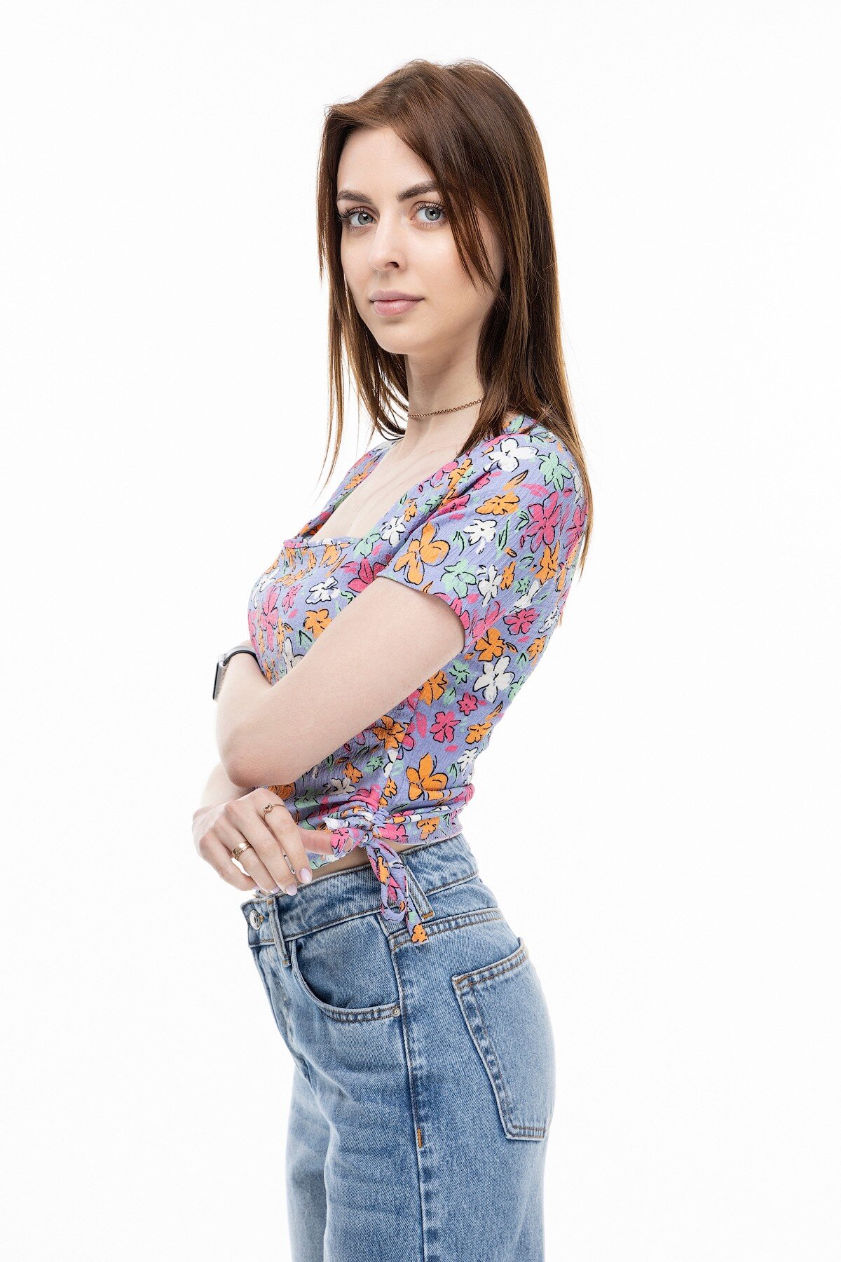 Топ з візерунком жіноча Dont Fashion 1791 S Блакитний (2000989619598S)  Фото №1
