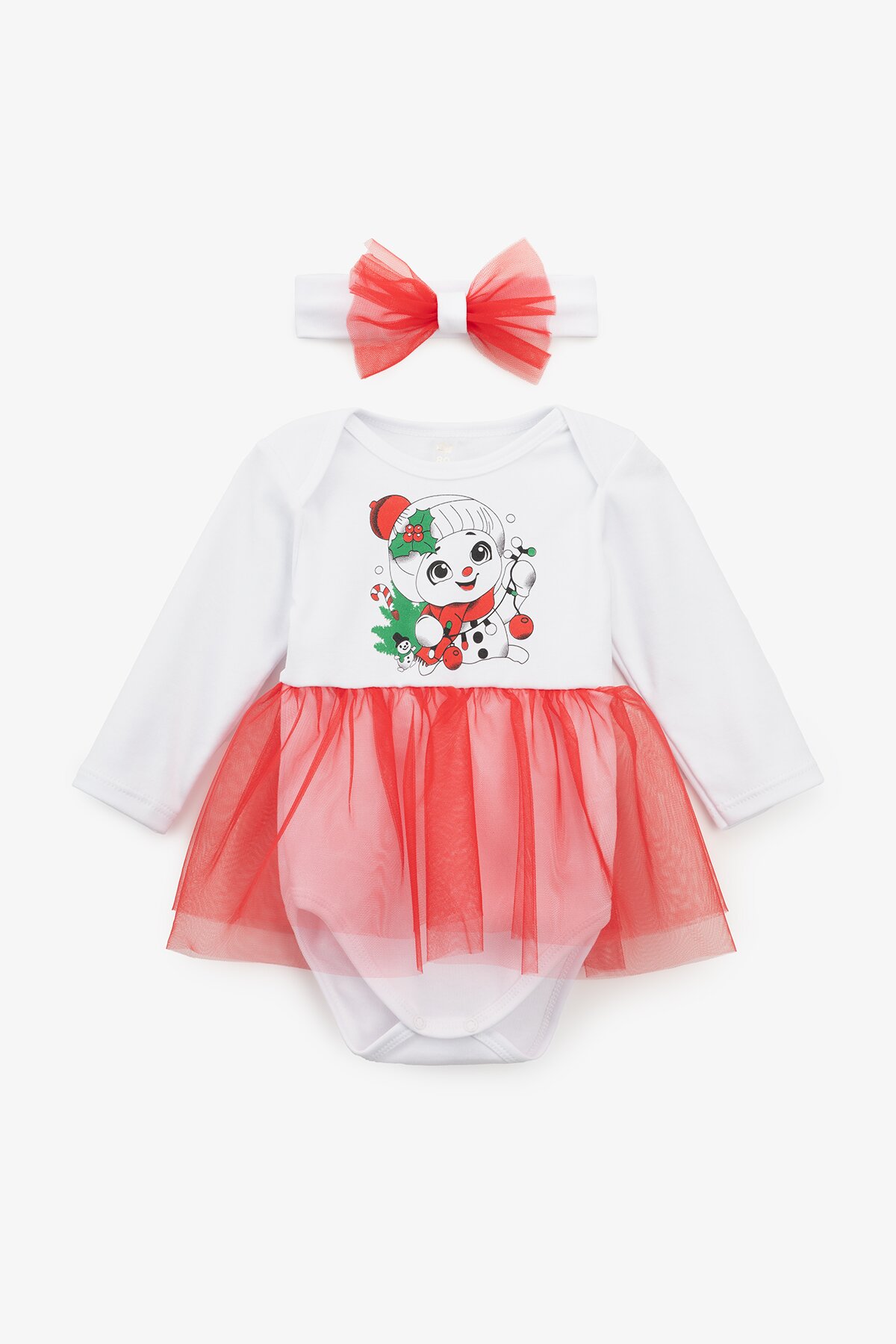 Бодi-сукня для дівчинки Baby Life НР1 80 см Біло-червоний (NY)  Фото №0