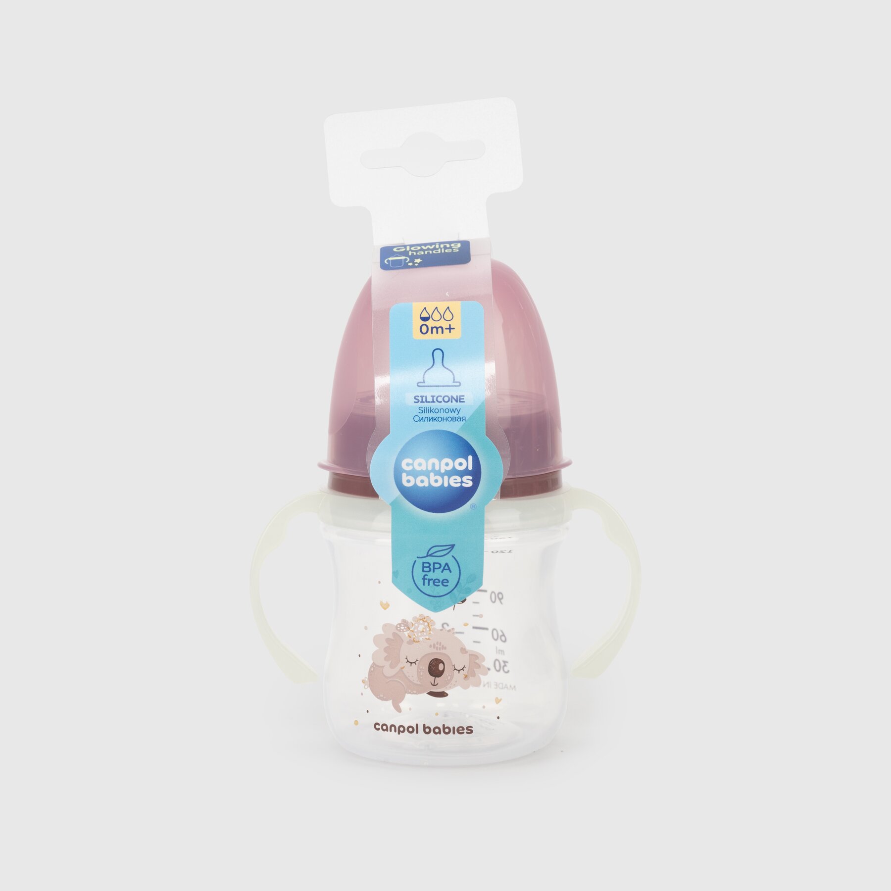 Пляшка антиколікова Canpol Babies 35/236_pin Easystart Sleepy Koala з широким отвором 120 мл Рожевий (2000990204158)  Фото №1