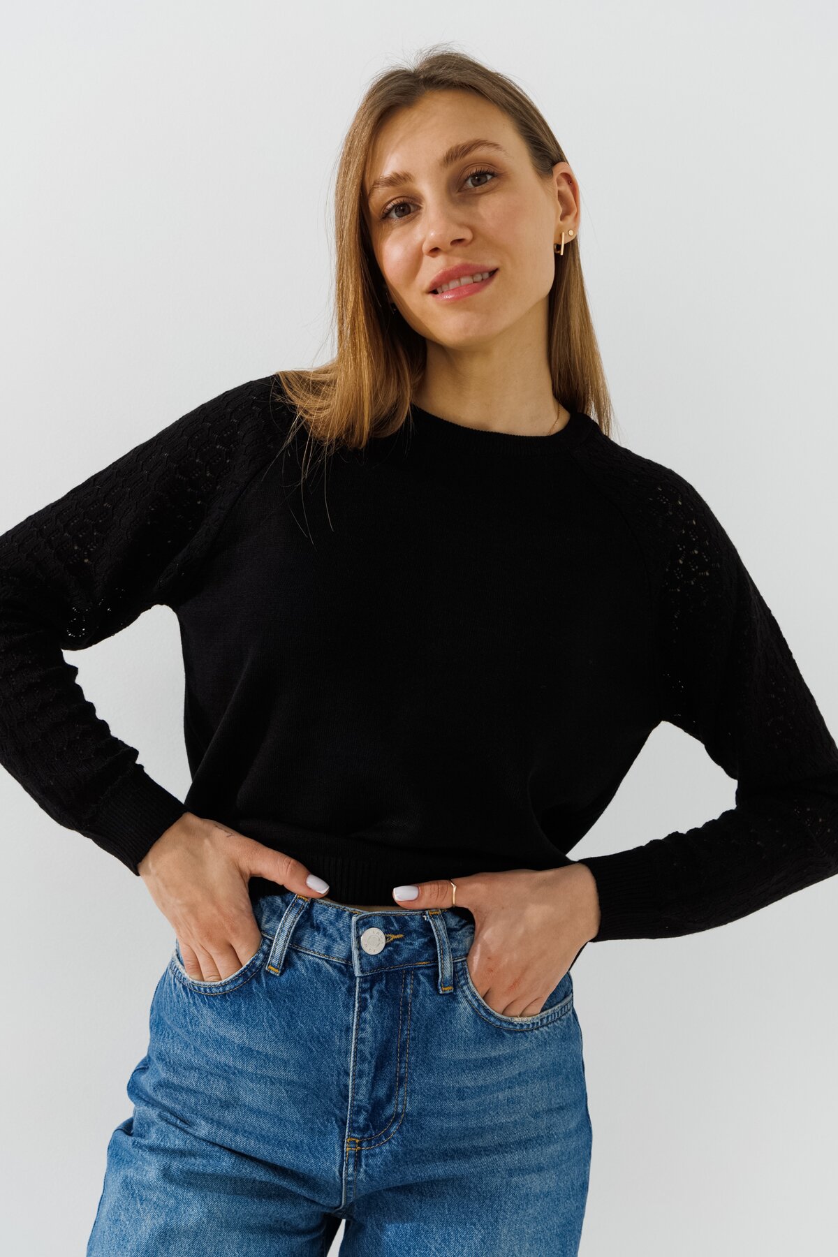 Джемпер однотонный женский Park karon 10924 One Size Черный  Фото №3