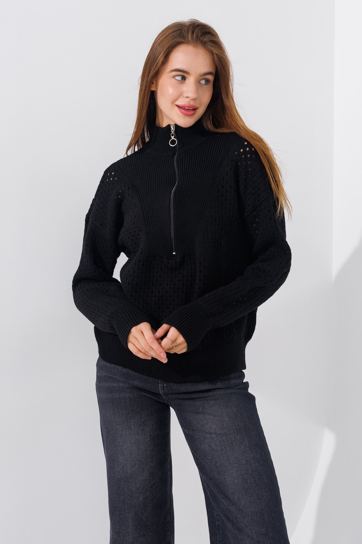 Джемпер однотонний жіночий Femme 1017 M Чорний (2000989871170D)  Фото №0