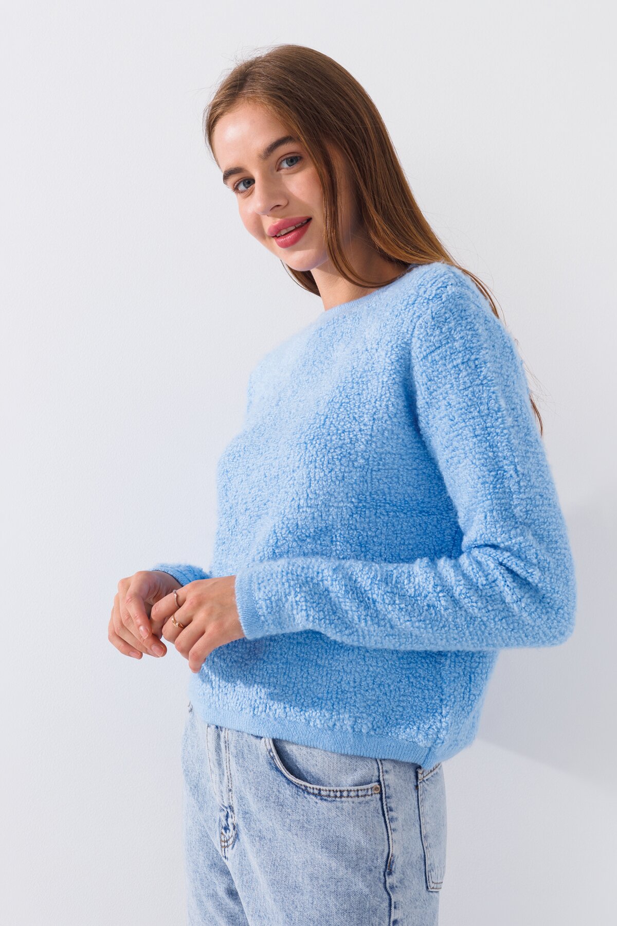 Джемпер однотонный женский Park karon 8028 One Size Голубой (2000989850687W)  Фото №3