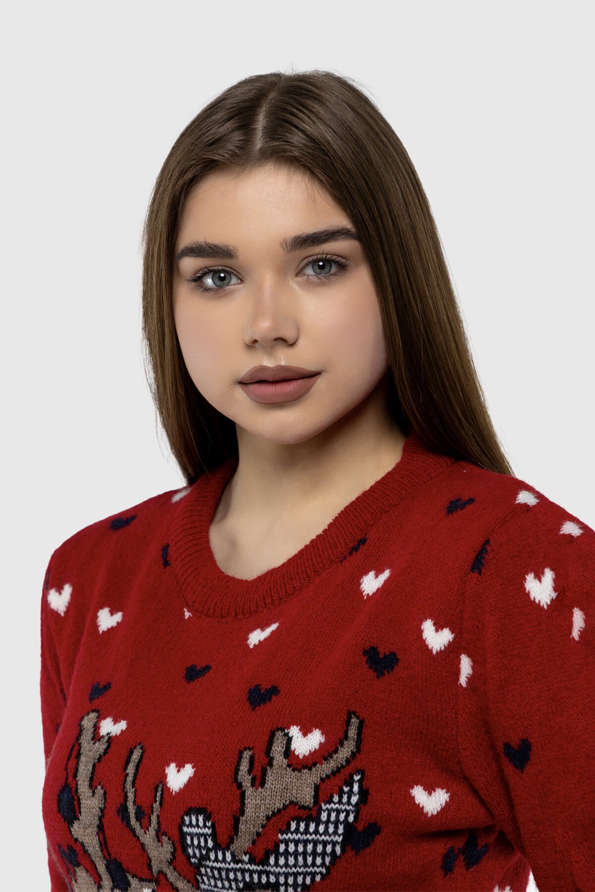 Джемпер с узором женский Gerekli 4374 АА 2XL Красный (2000990165954W)(NY)(SN)  Фото №2