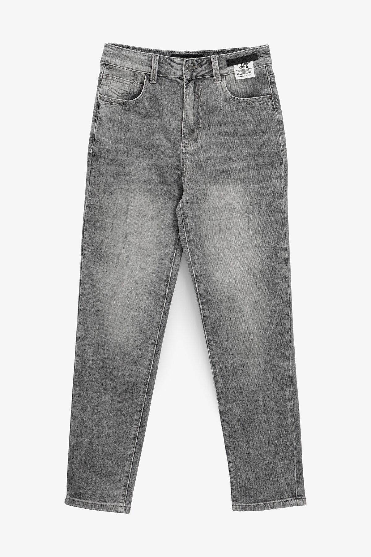 Джинси однотонні Mom Fit жіночі 6453 25 Сірий  Фото №6
