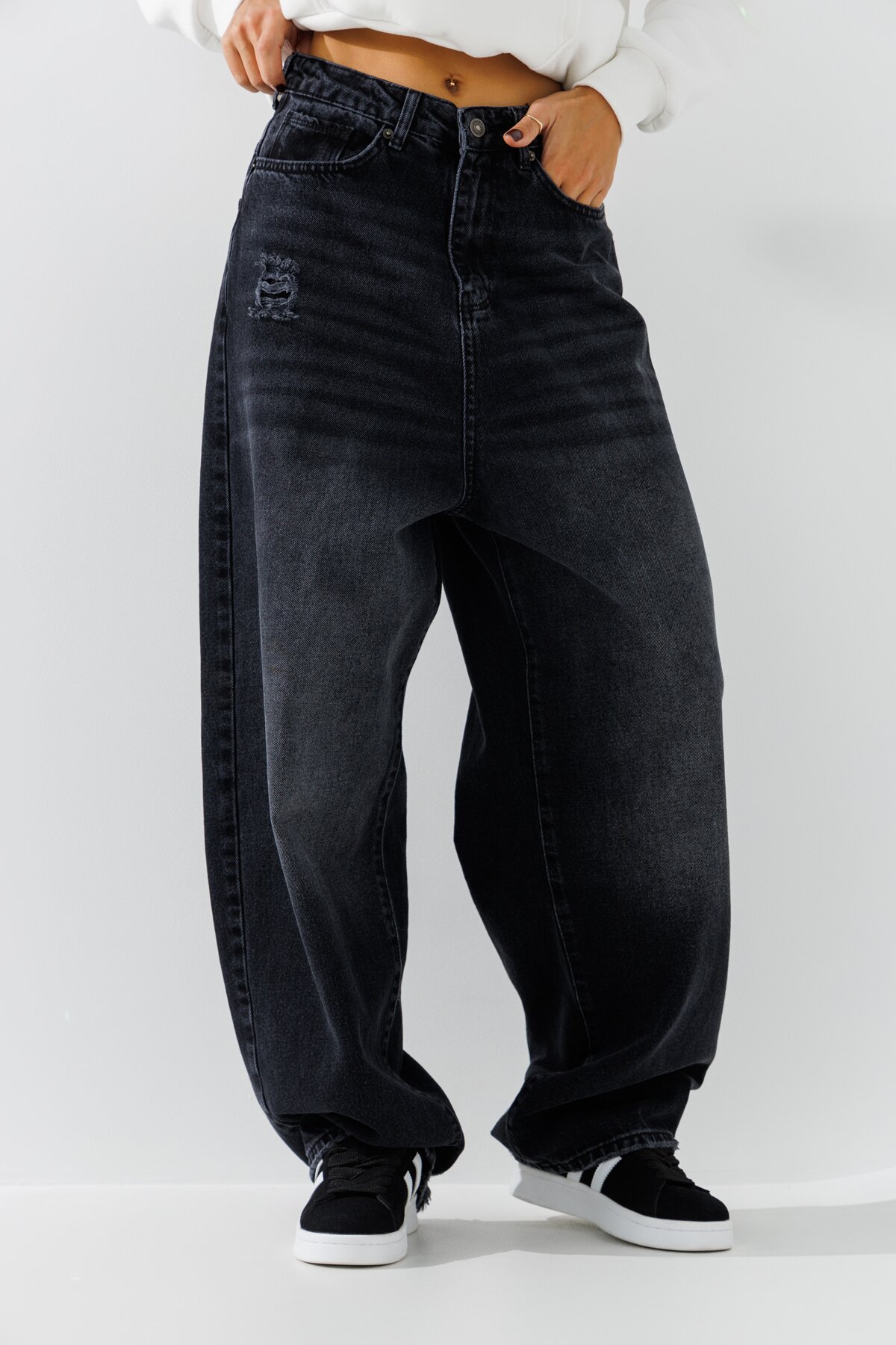 Джинси Baggy жіночі Zeo Basic 4542 34 Темно-сірий (2000990723604D)  Фото №0