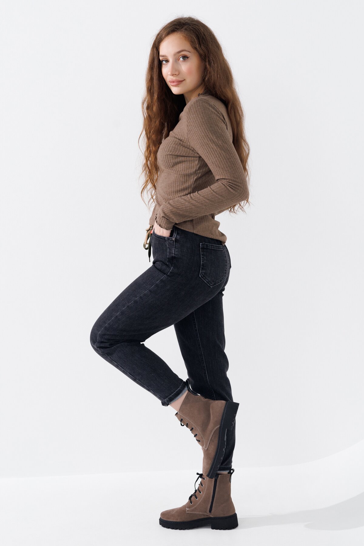 Джинси Mom Fit жіночі 3019 25 Сірий (2000990693457D)  Фото №3