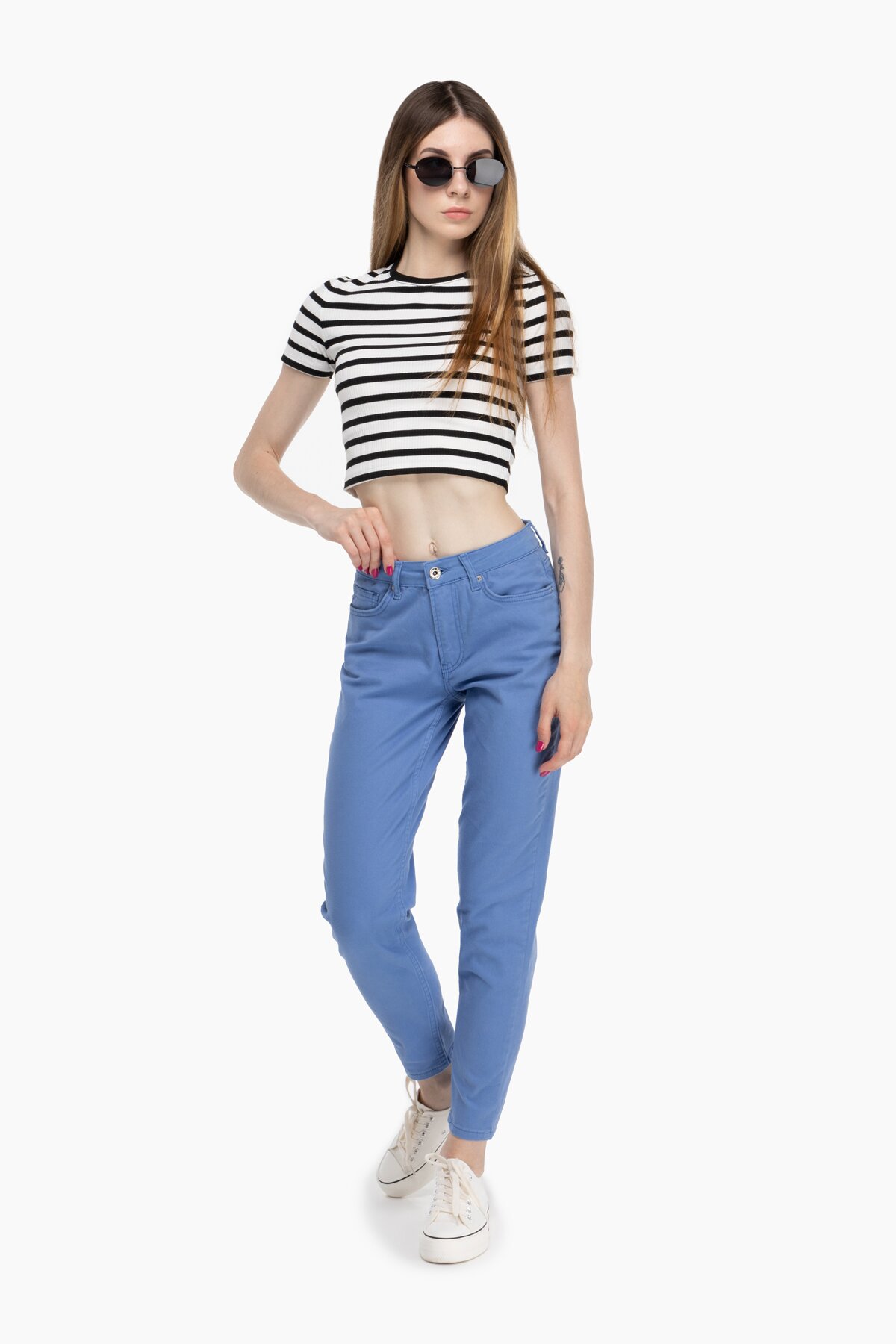 Джинсы Mom fit женские Karol D-315 34 Голубой (2000989692508D)  Фото №3