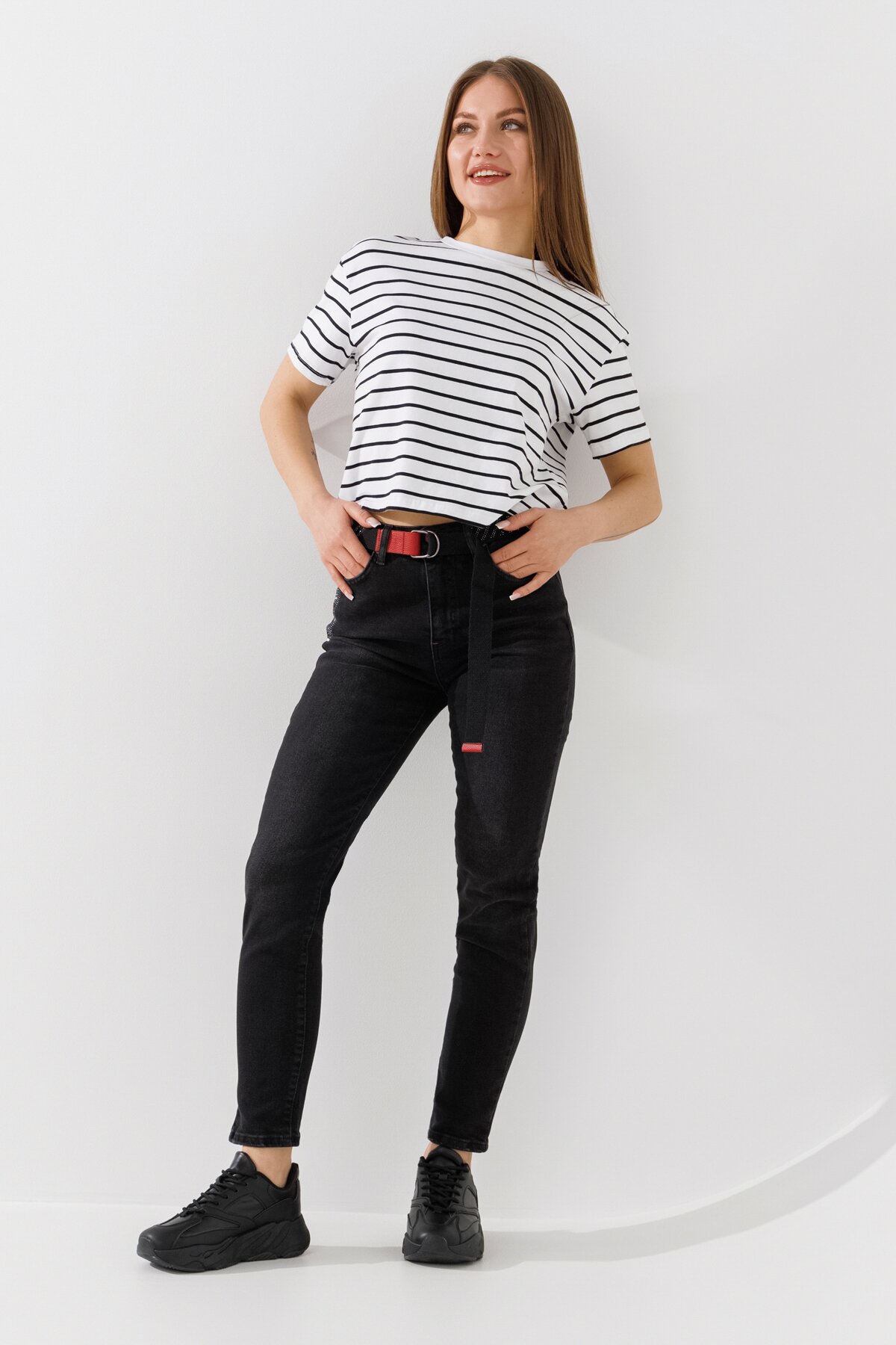 Купити Джинси Mom Fit жіночі Zeo Basic 2260 34 Чорний Артикул: 2000990956170 Фото повноекранне №1