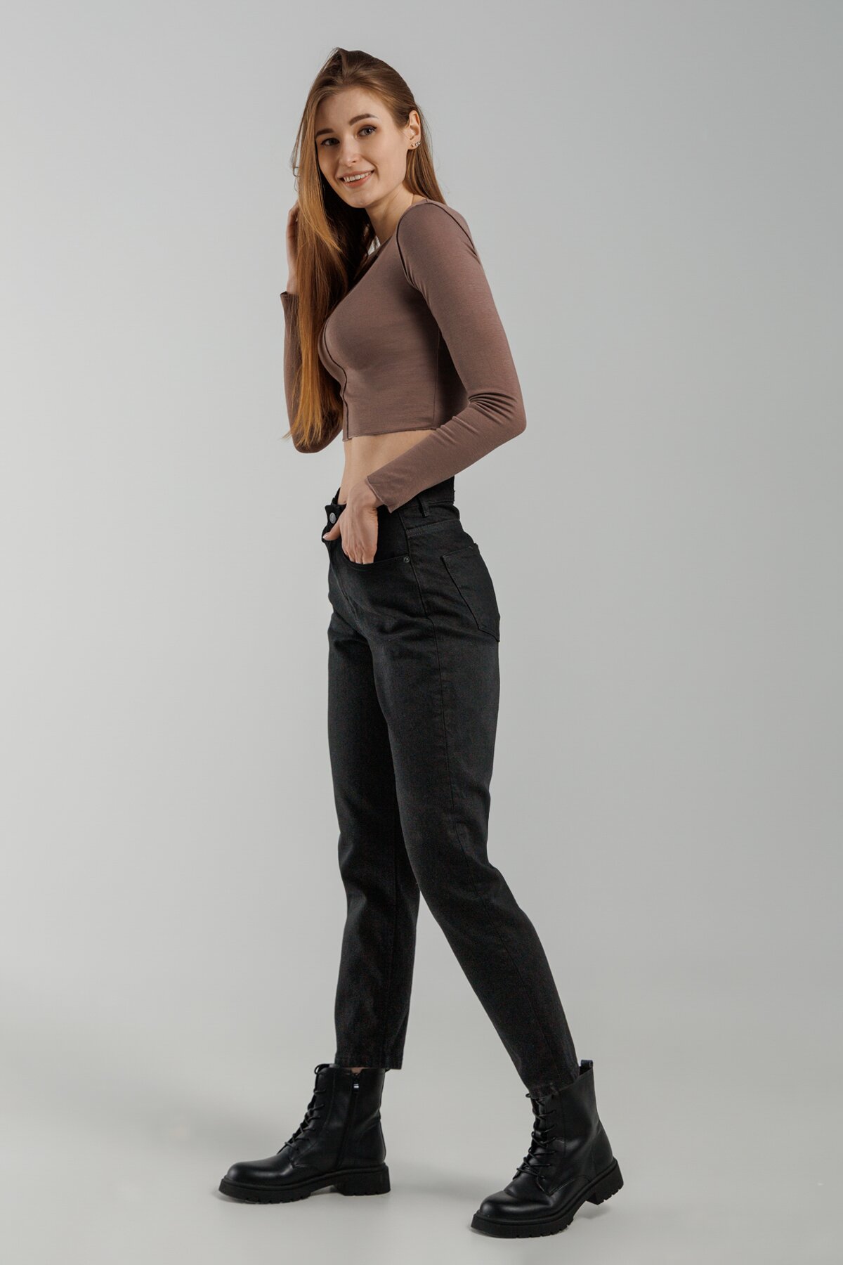 Джинсы Mom Fit женские Zeo Basic 3933 baza 32 Черный (2000990272591D)  Фото №3
