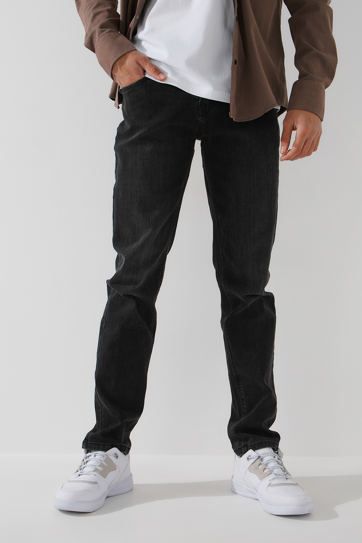 Джинсы Slim Fit мужские W008- 6 29 Темно-серый  Фото №0
