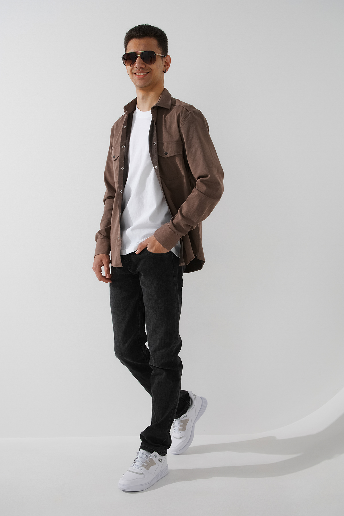 Джинсы Slim Fit мужские W008- 6 29 Темно-серый  Фото №2