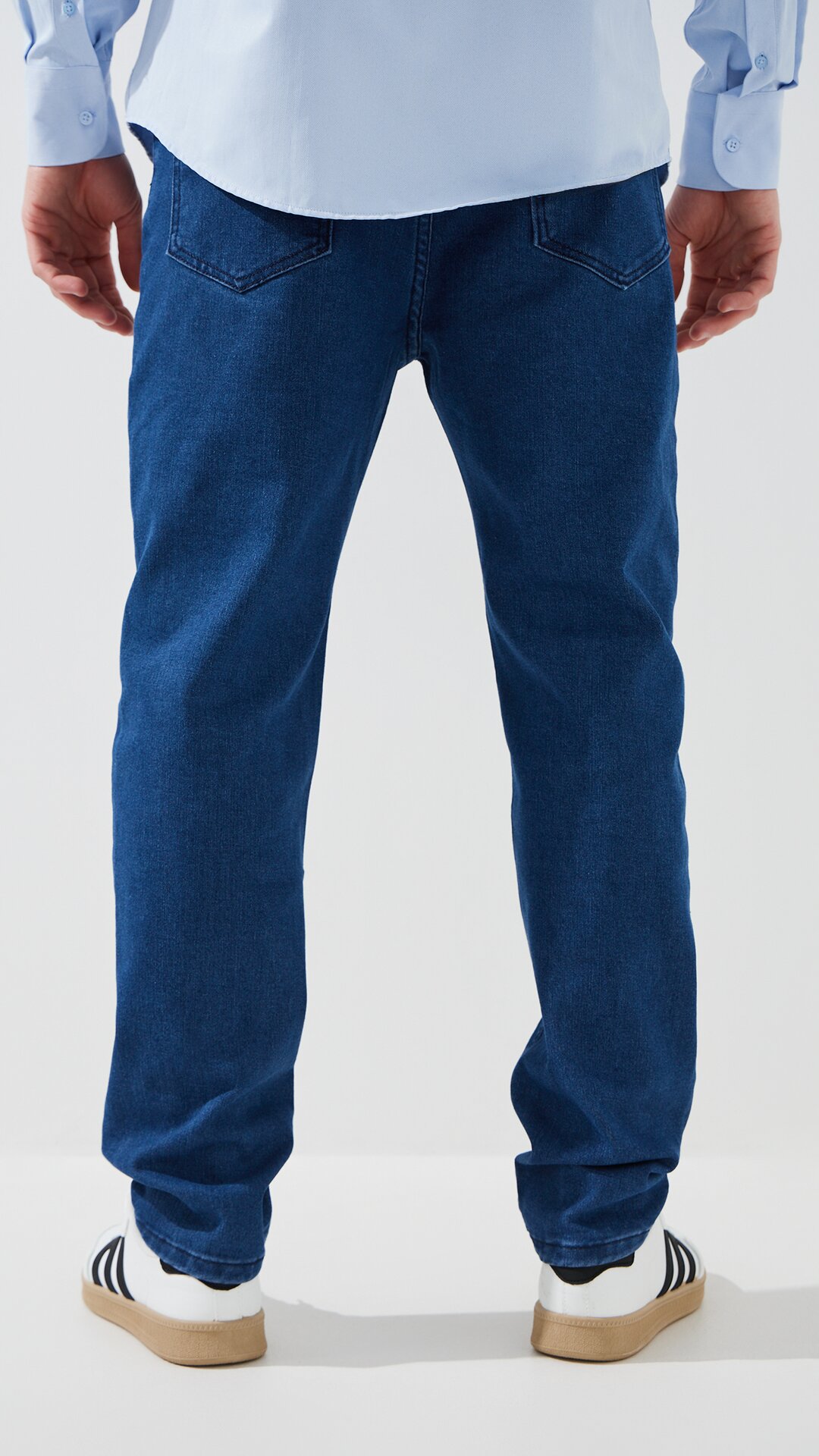 Купити Джинси Slim Fit однотонні чоловічі 903 29 Синій Артикул: 2000999453472 Фото повноекранне №4