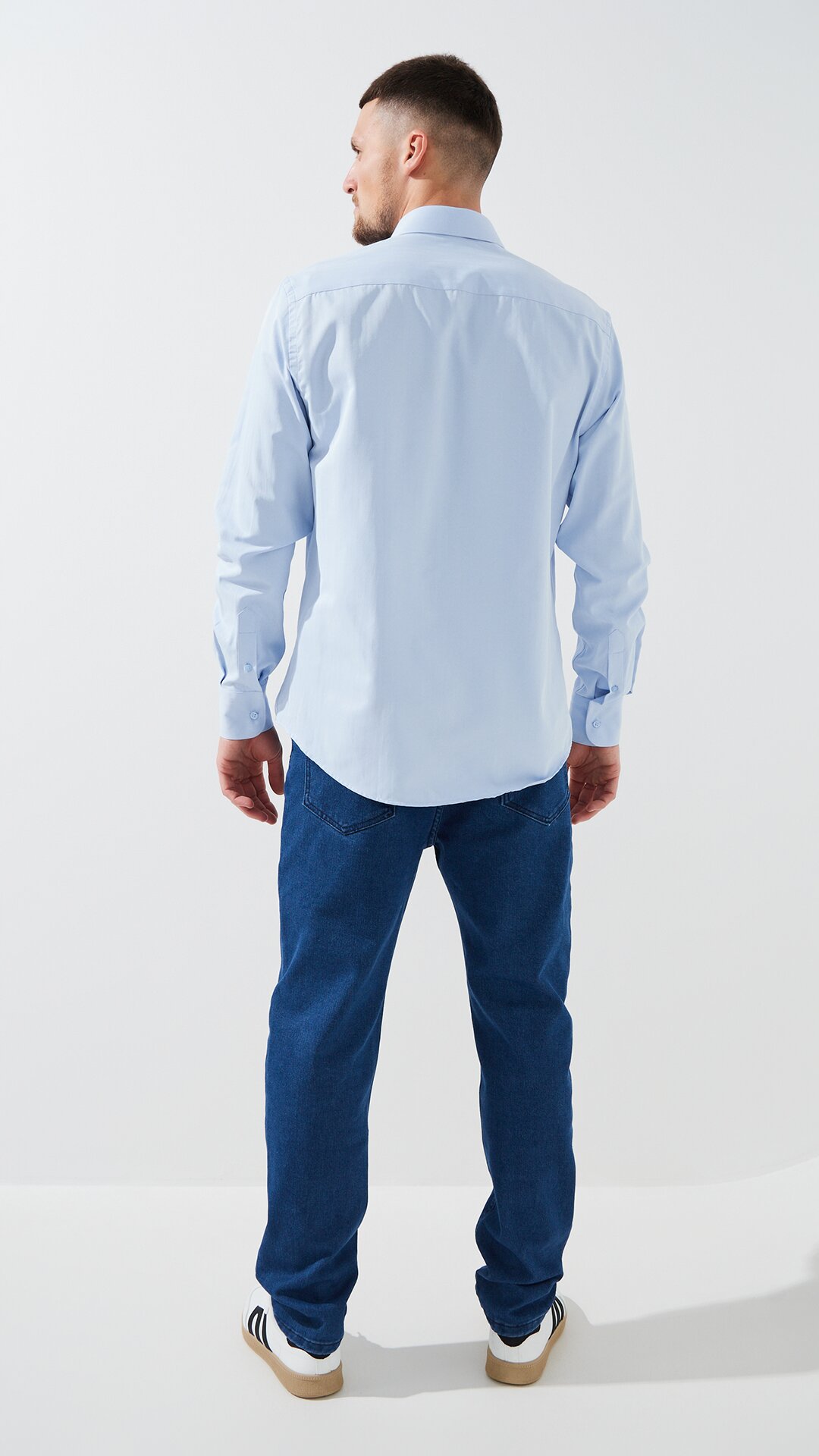 Купити Джинси Slim Fit однотонні чоловічі 903 29 Синій Артикул: 2000999453472 Фото повноекранне №5