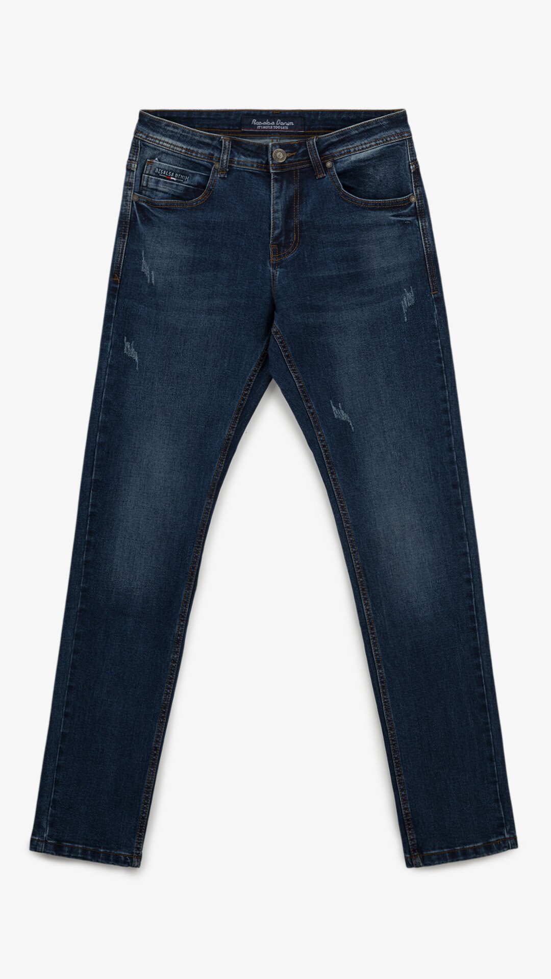 Купити Джинси Slim Fit однотонні чоловічі RB0082DT 27 Темно-синій Артикул: 2000999259159 Фото повноекранне №1