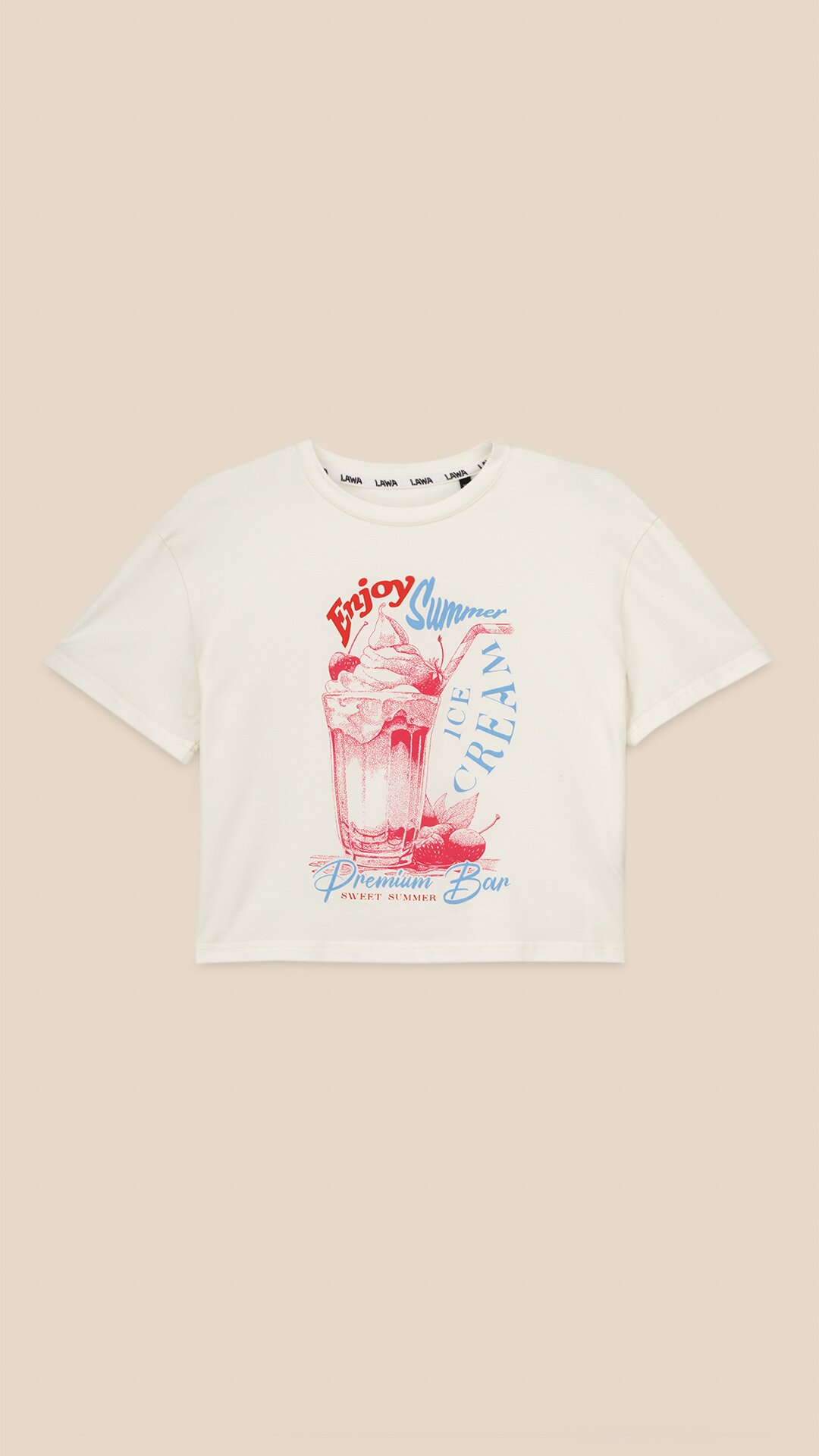 Купити Футболка з принтом Enjoy Summer жіноча  LAWA P-WB02401 L Молочний Артикул: 2000999215360 Фото повноекранне №6