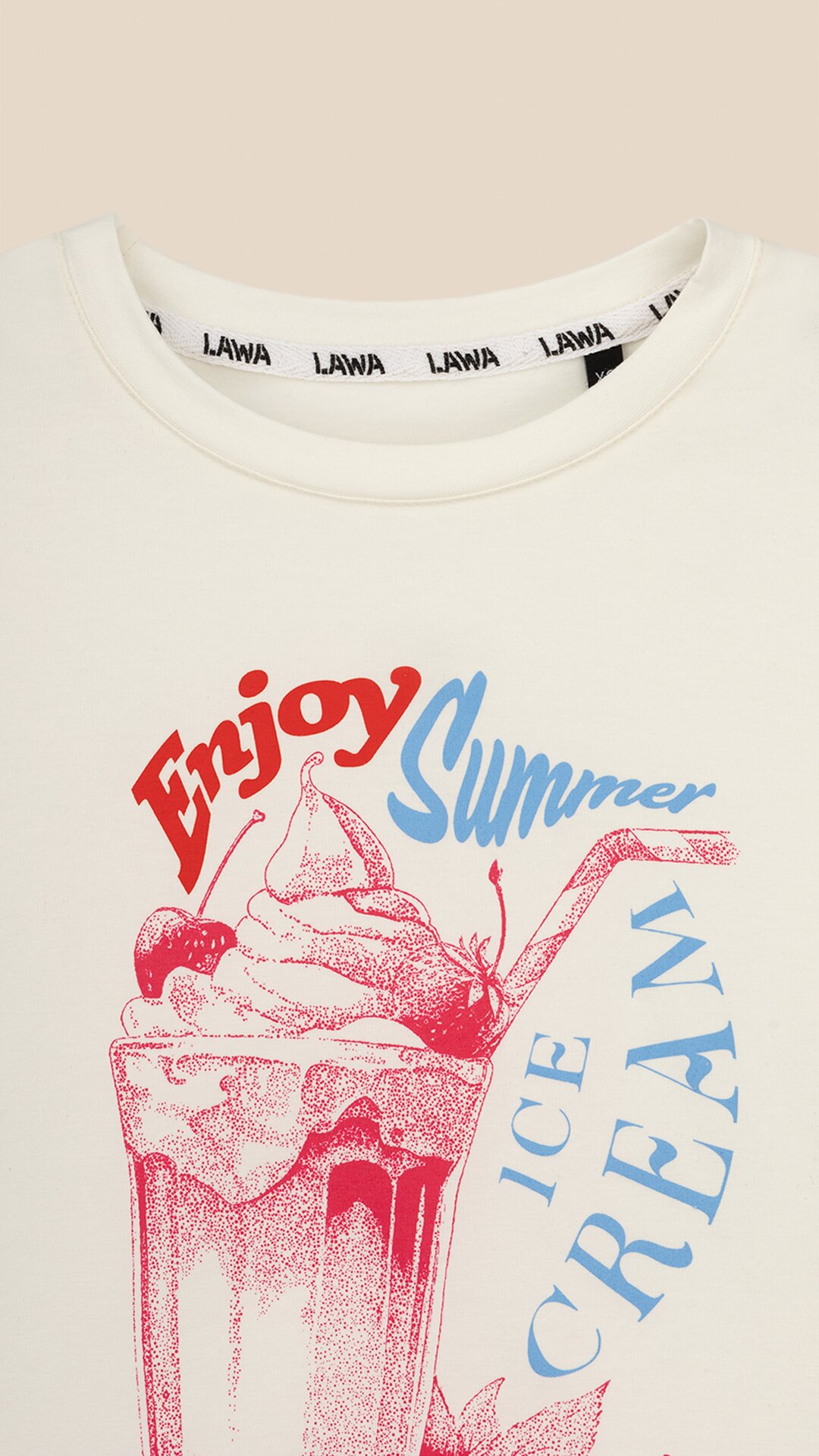 Купити Футболка з принтом Enjoy Summer жіноча  LAWA P-WB02401 L Молочний Артикул: 2000999215360 Фото повноекранне №7