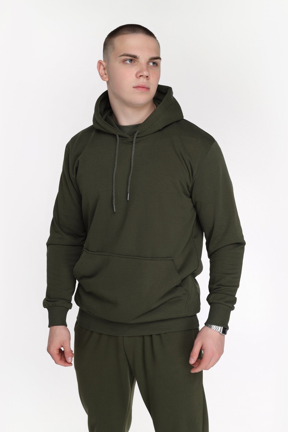 Худи однотонный мужской Demos DMS006 baza 3XL Хаки (2000989425847D)  Фото №0
