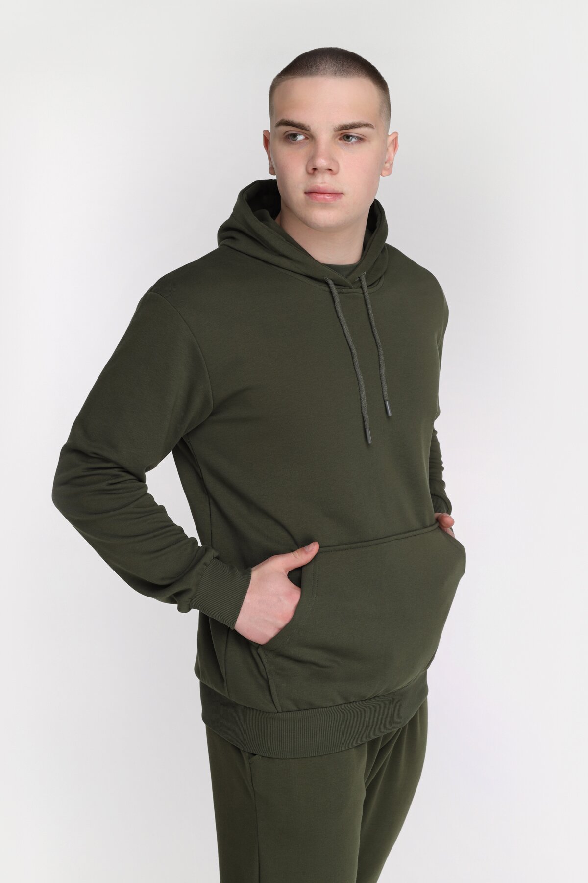 Худи однотонный мужской Demos DMS006 baza 3XL Хаки (2000989425847D)  Фото №3