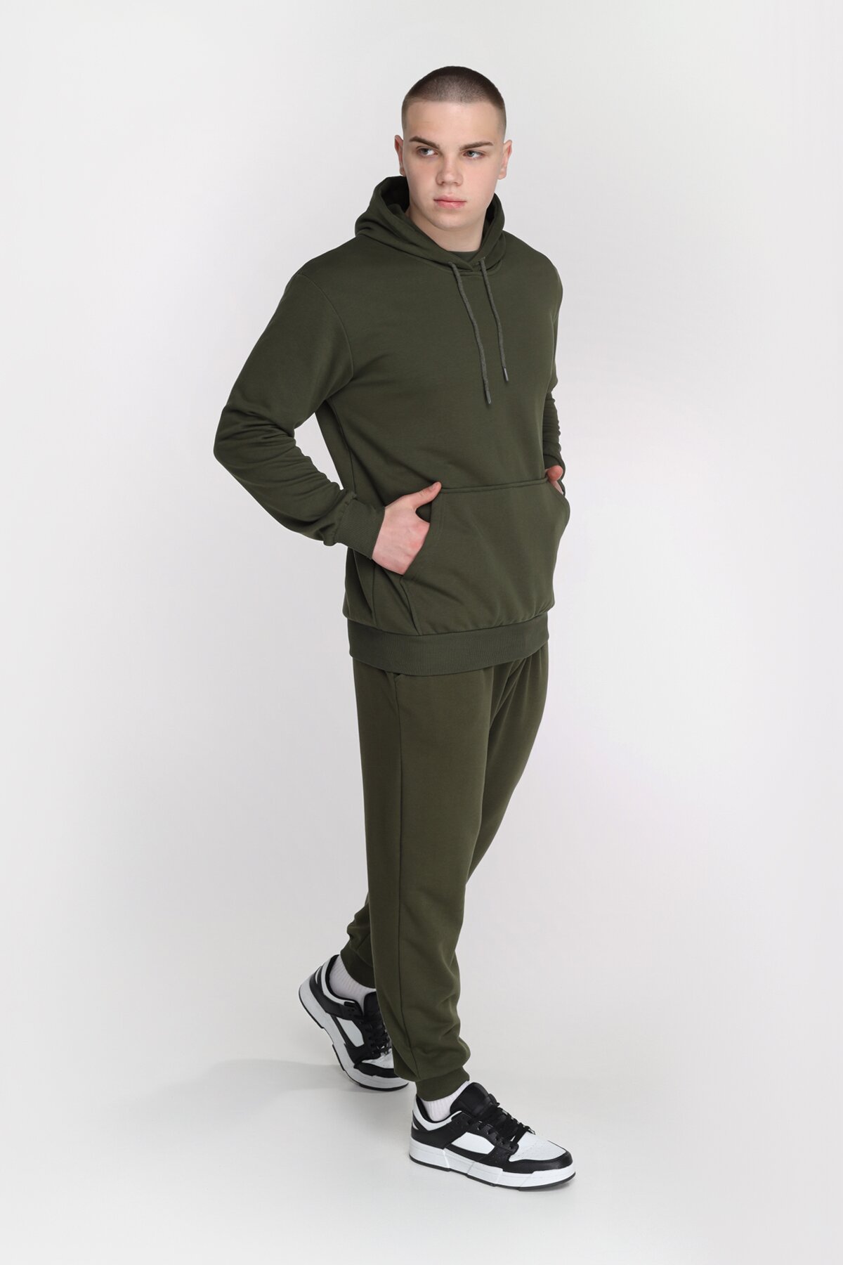 Худи однотонный мужской Demos DMS006 baza 3XL Хаки (2000989425847D)  Фото №6