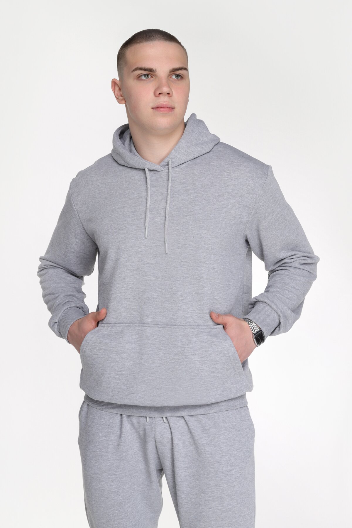 Худі однотонний чоловічий Demos DMS006 baza 3XL Сірий (2000989425922D)  Фото №0