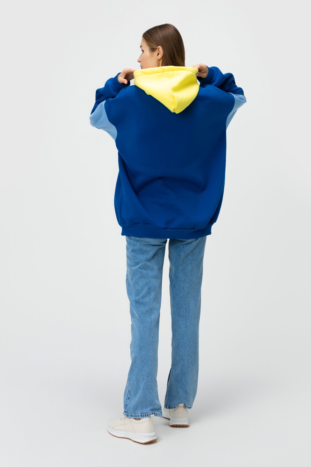 Худі однотонний жіночий MDG 241336 One Size Синьо-жовтий (2000990033833W)  Фото №6