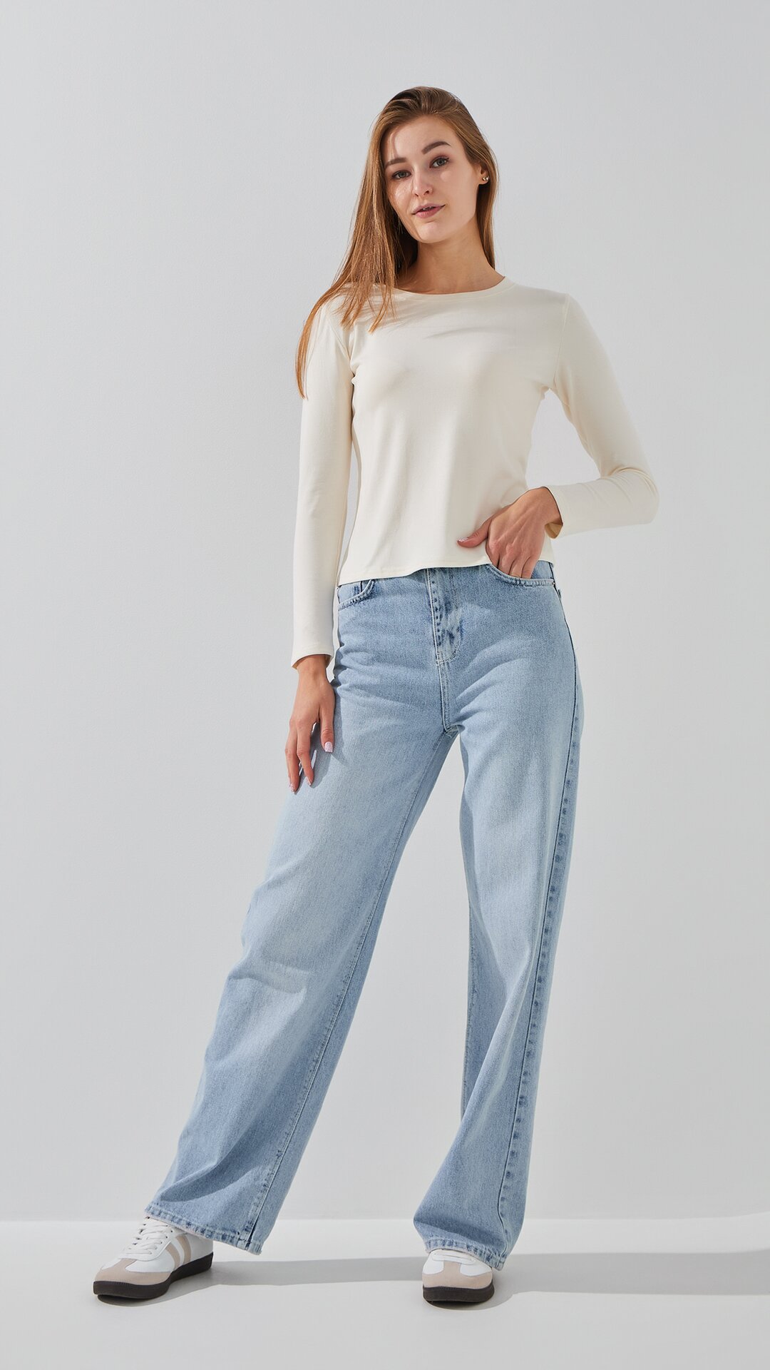 Лонгслив однотонный женский Bclothing 8837 S Молочный  Фото №1