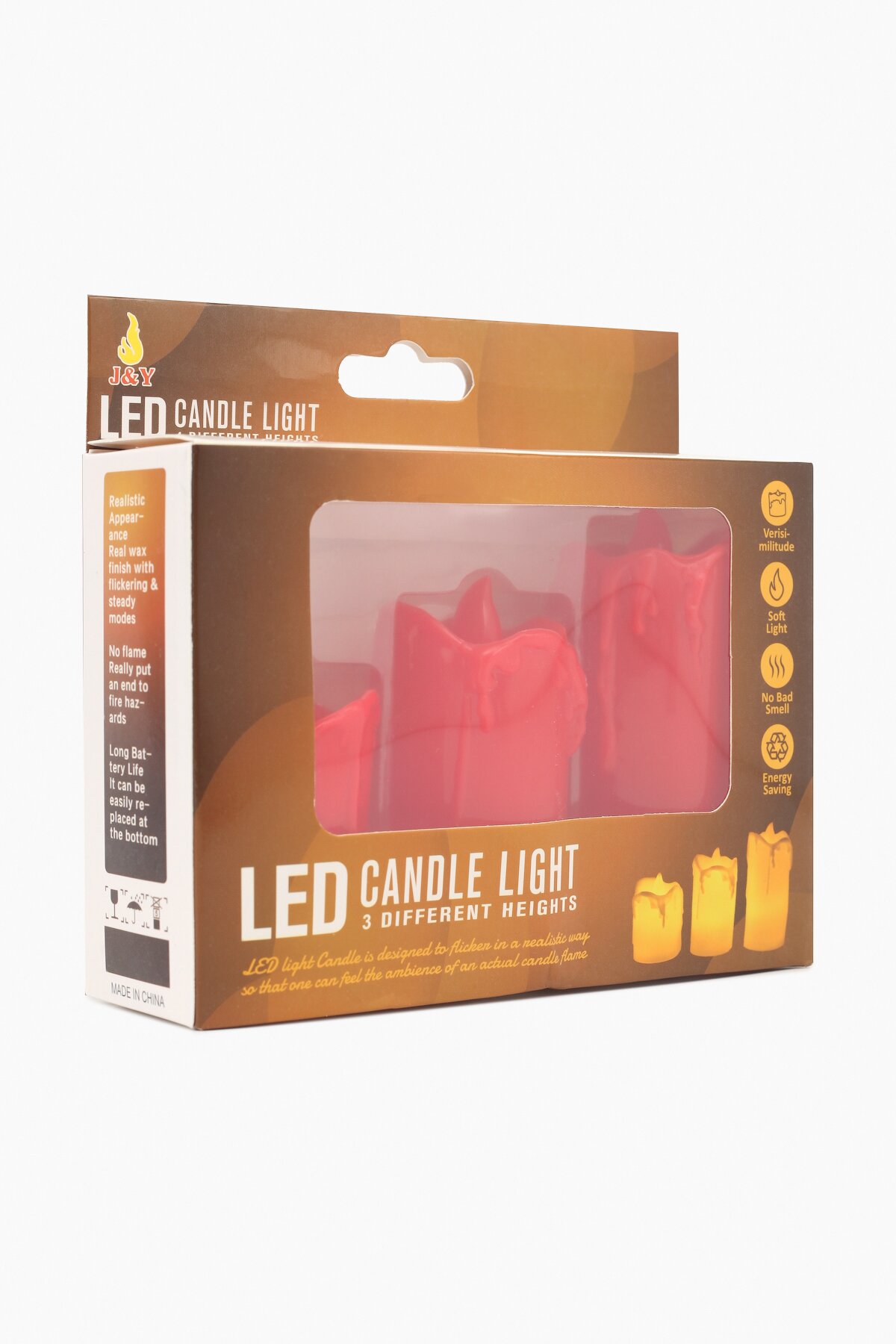 Набор LED свечей 3шт. 264 5х3,5см; 6,5х3,5см; 8х3,5см Красный (6922166372644A)  Фото №0