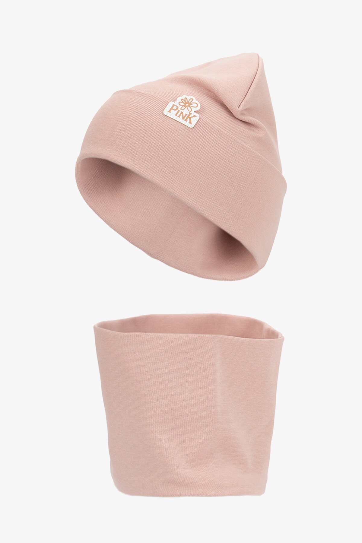 Набор шапка+снуд для девочки Pink 50-52 Пудровый  Фото №0