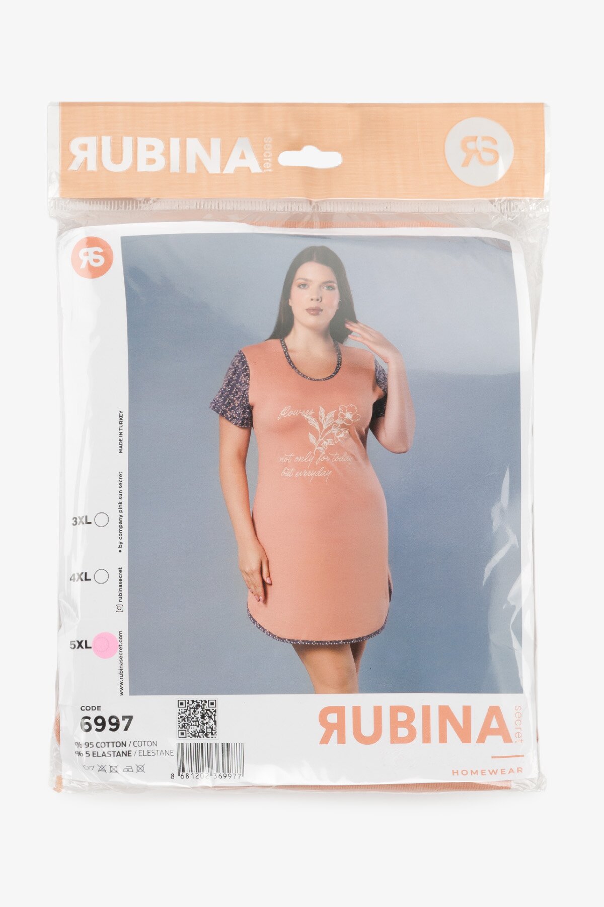 Нічна сорочка жіноча RUBINA 6997 3XL Пудровий  Фото №9