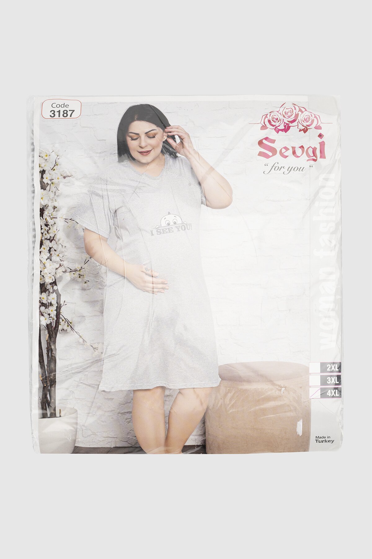 Ночная рубашка для кормящих Sevgi 3187 2XL Серый  Фото №12
