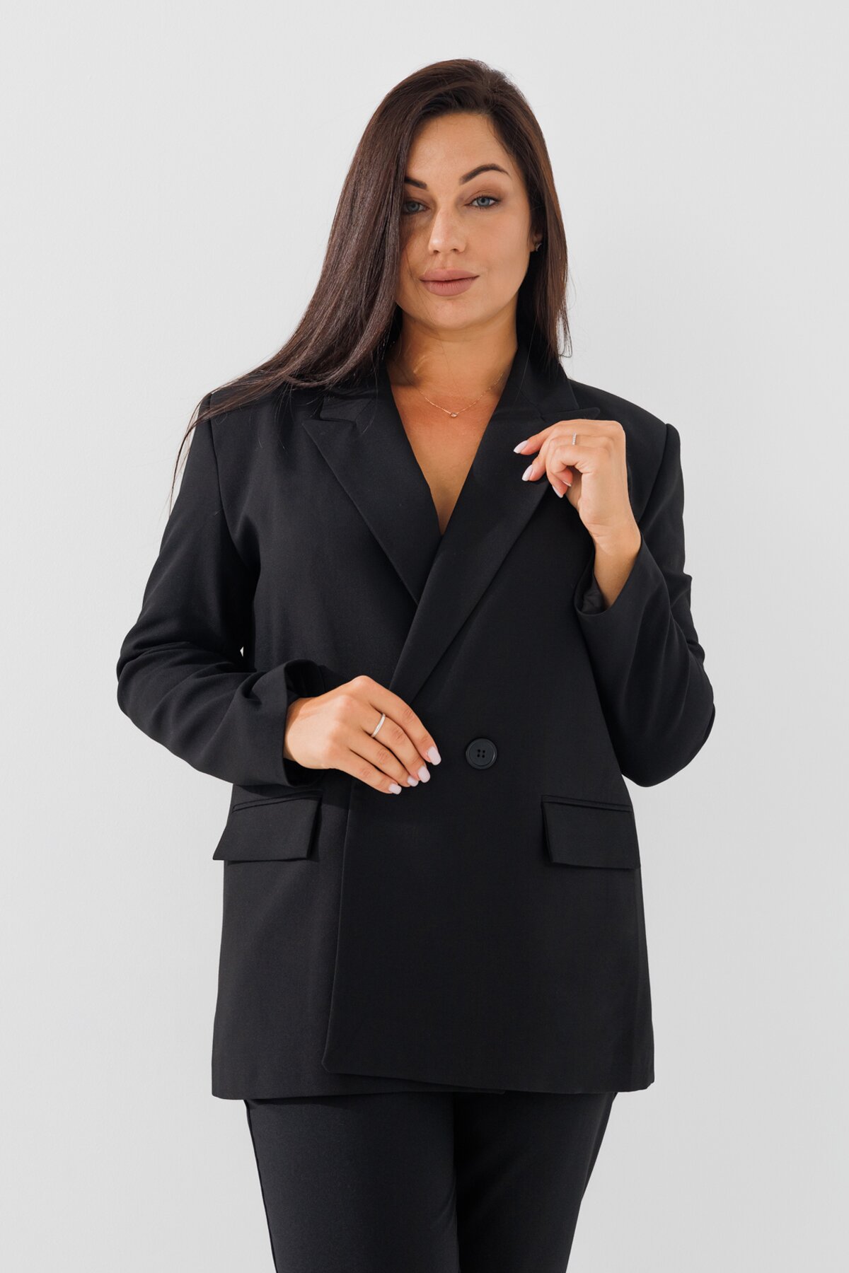 Піджак однотонний жіночий Karol 4949-B 2XL Чорний (2000990146373D)  Фото №0