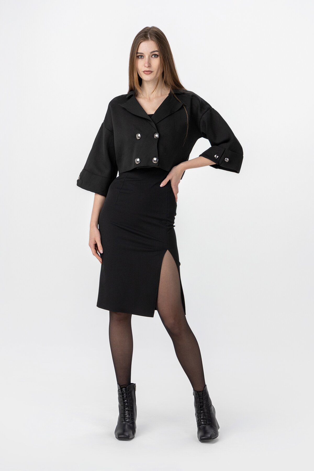Піджак однотонний жіночий Femme 1012 S Чорний (2000989871330D)  Фото №5