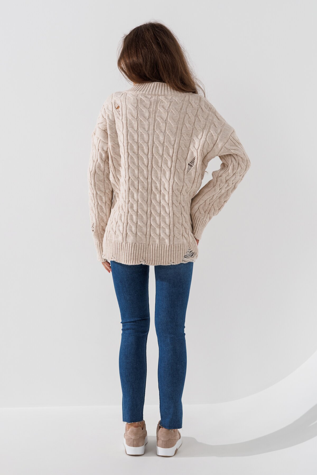 Пуловер однотонний жіночий Femme 2026 One Size Бежевий (2000990221476W)  Фото №5