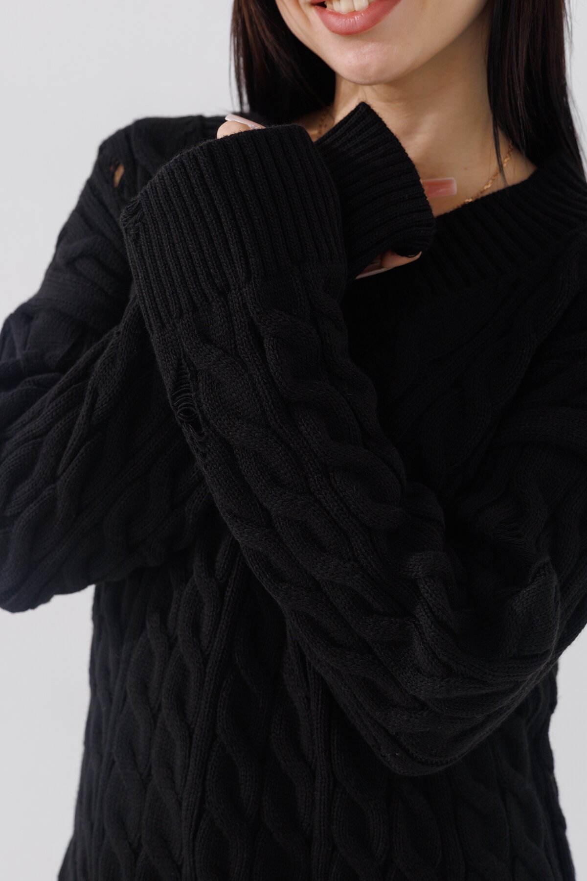 Пуловер однотонний жіночий Femme 2026 One Size Чорний (2000990221483W)  Фото №2