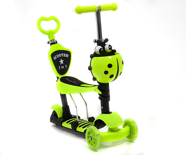 Самокат 5в1 Scooter 311B з батьківською ручкою салатовий (2000903507352)