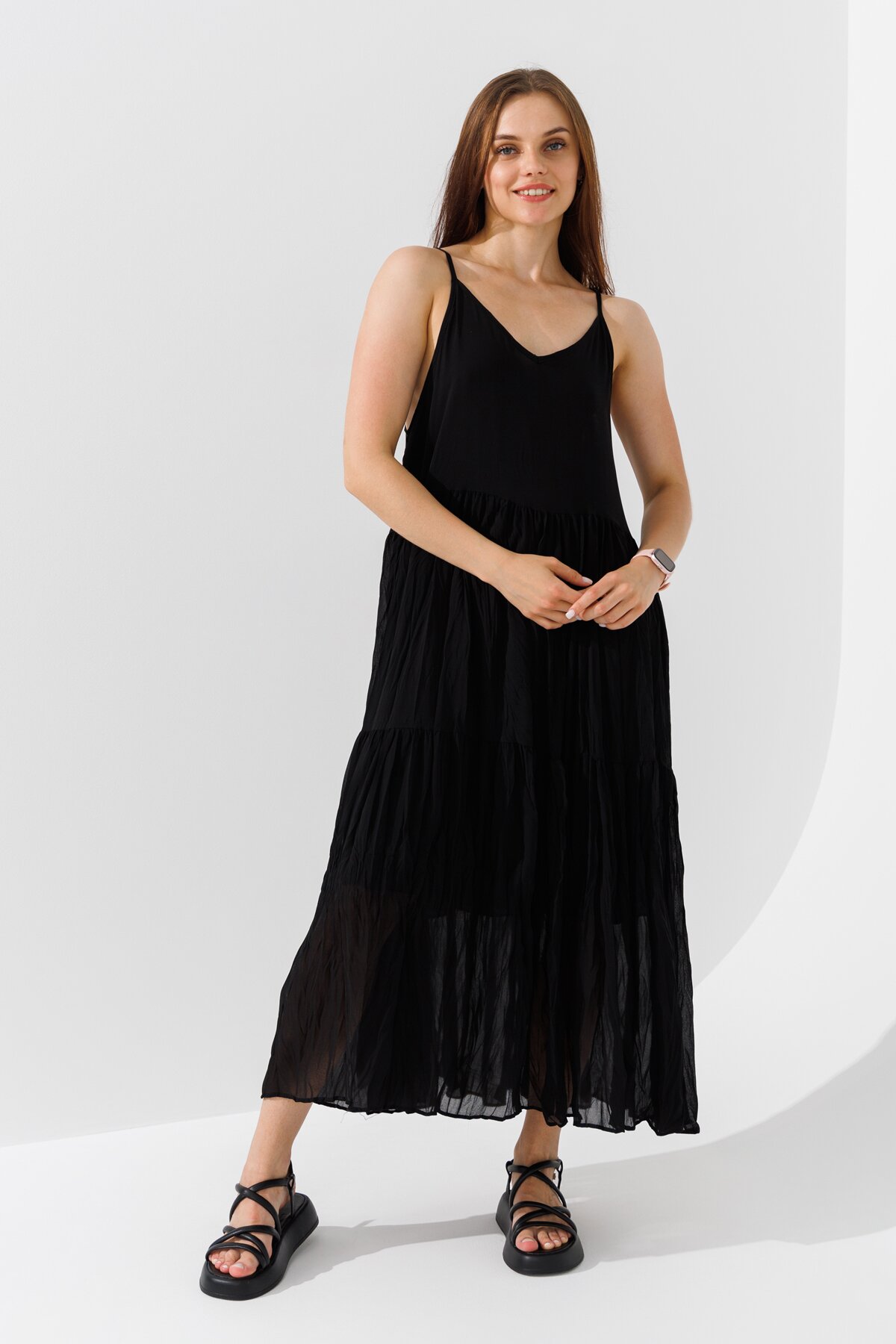 Сарафан однотонный женский 71902 One size Черный (2000990508522S)  Фото №2