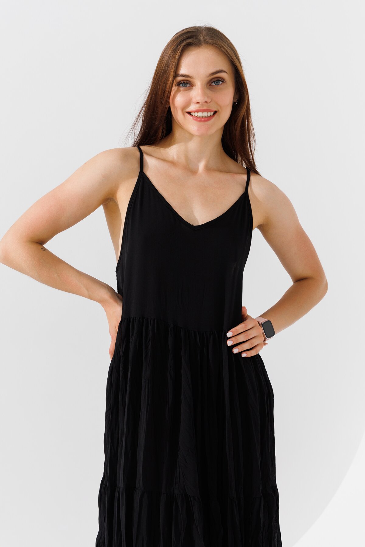 Сарафан однотонный женский 71902 One size Черный (2000990508522S)  Фото №1