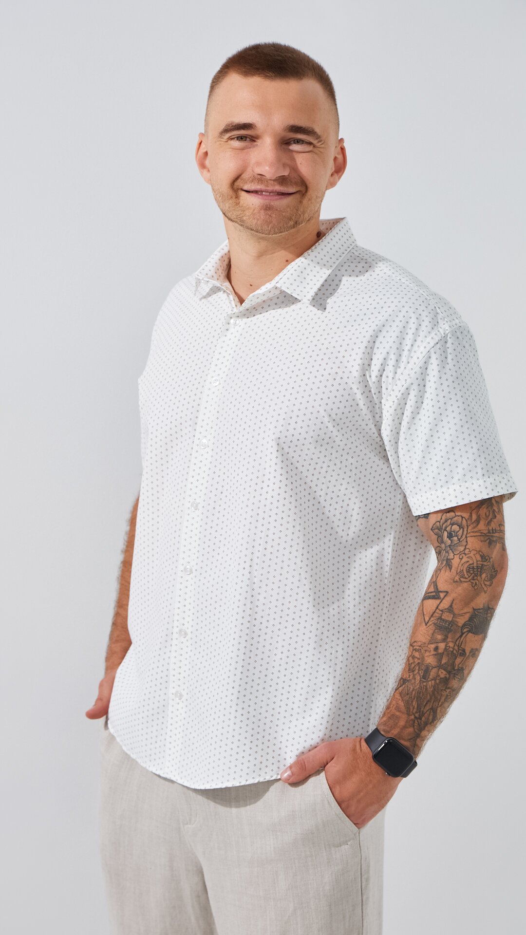 Рубашка классическая с узором мужская Redpolo 3952 4XL Белый  Фото №2