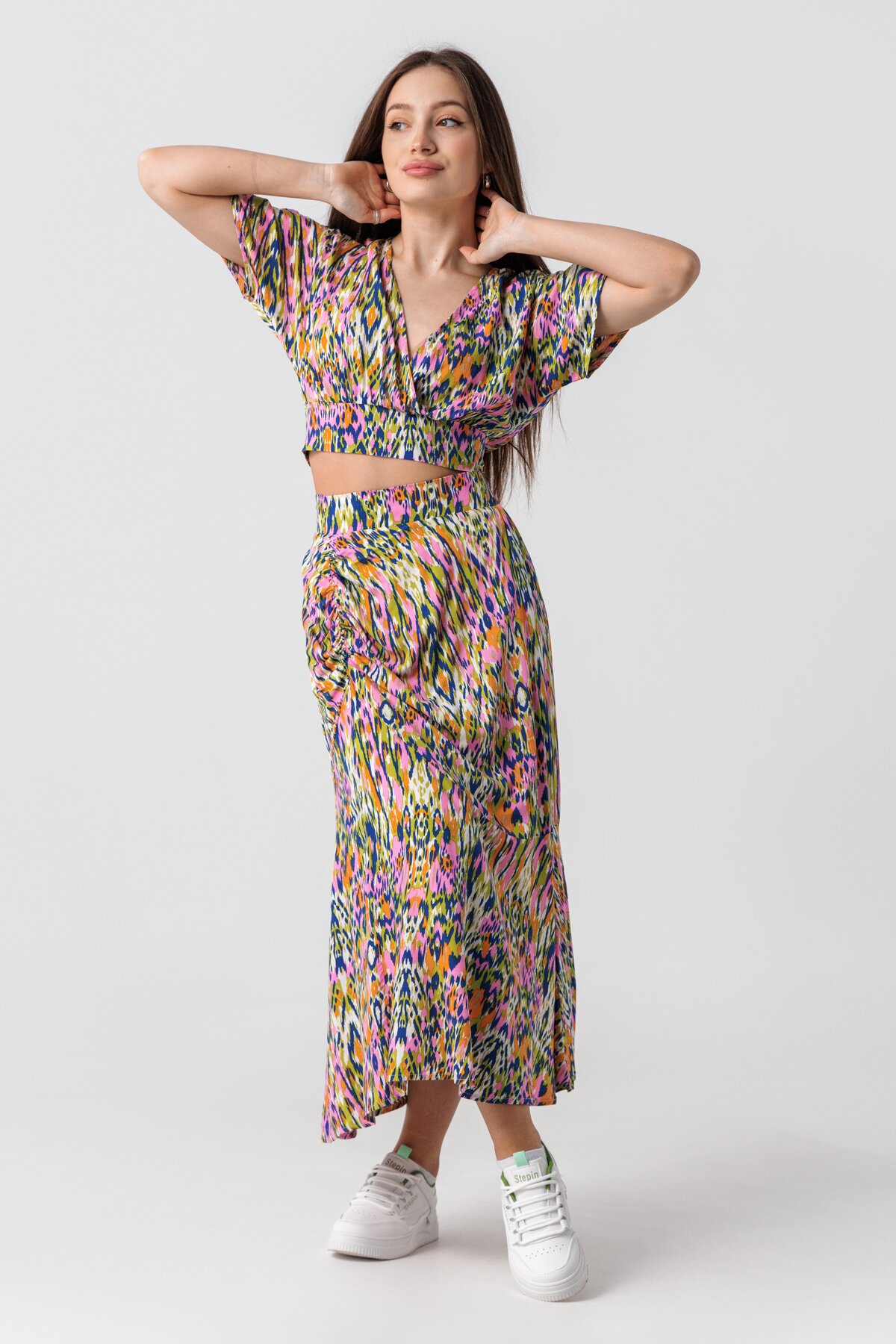 Купити Спідниця з візерунком жіноча TD221281-K S Зелений (2000990334824S) Артикул: 2000990334824 Фото повноекранне №3