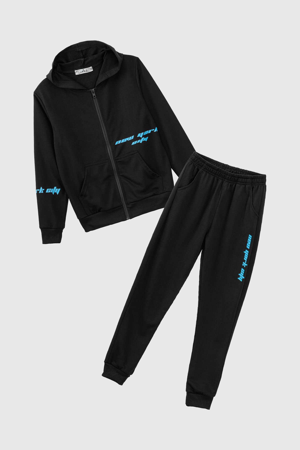 Спортивний костюм (кофта+штани) для хлопчика XHZ-0599 146 см Чорно-блакитний (2000990732996D)  Фото №6