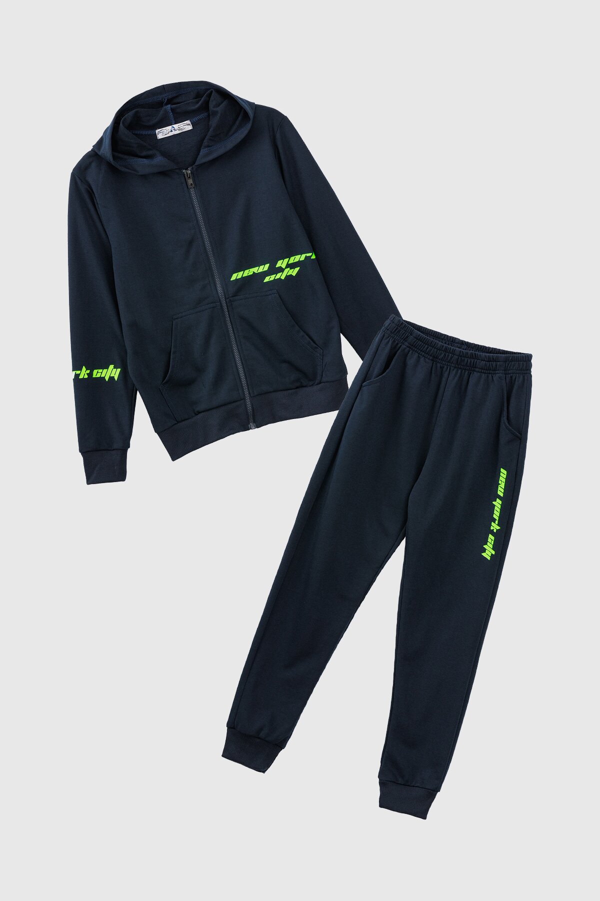 Спортивный костюм (кофта+штаны) для мальчика XHZ-0599 146 см Темно-синий с салатовым (2000990733054D)  Фото №6