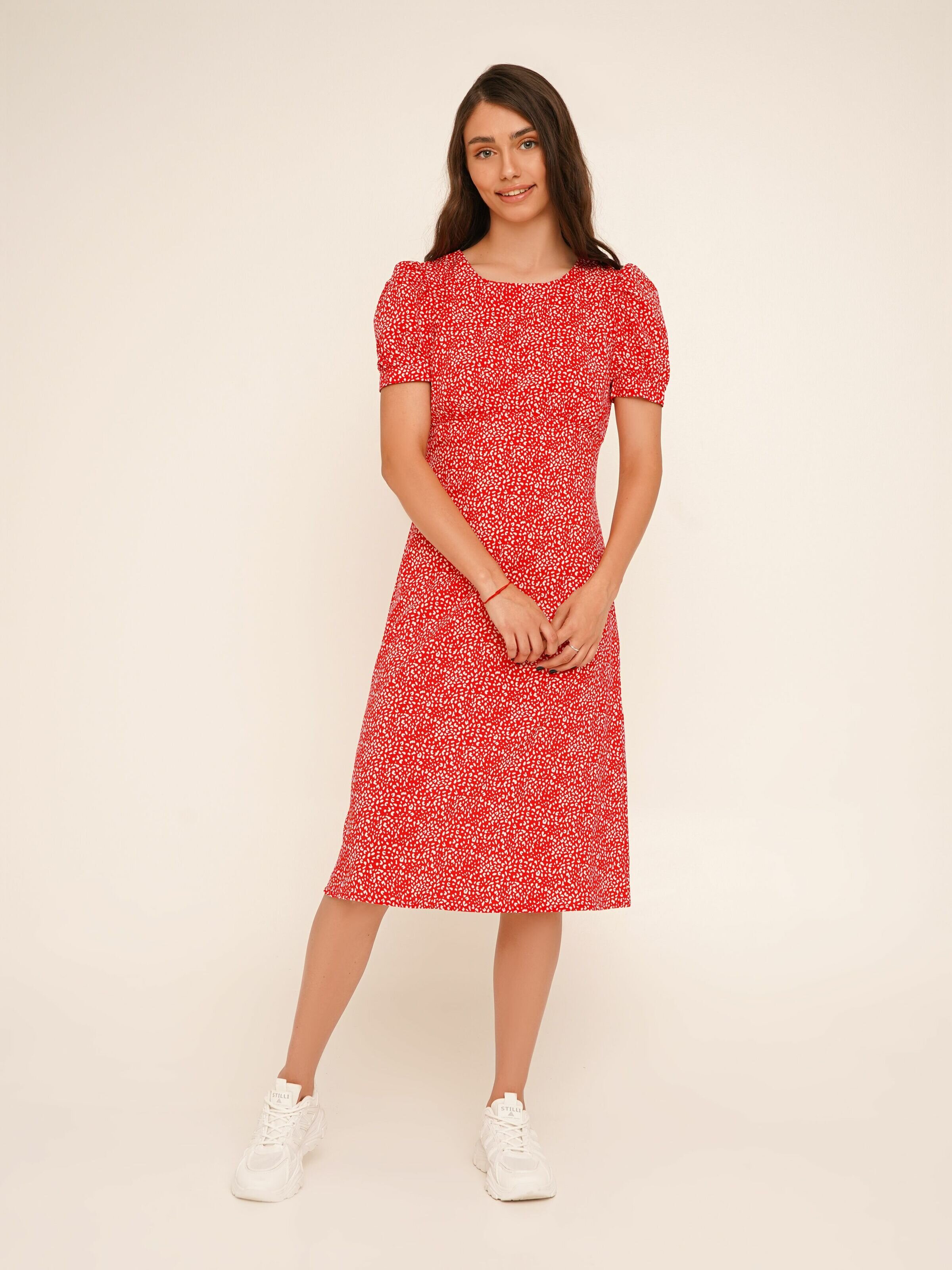 Купити Сукня з візерунком жіноча LAWA WTC02319 S Червоний Артикул: 2000990632128 Фото повноекранне №3