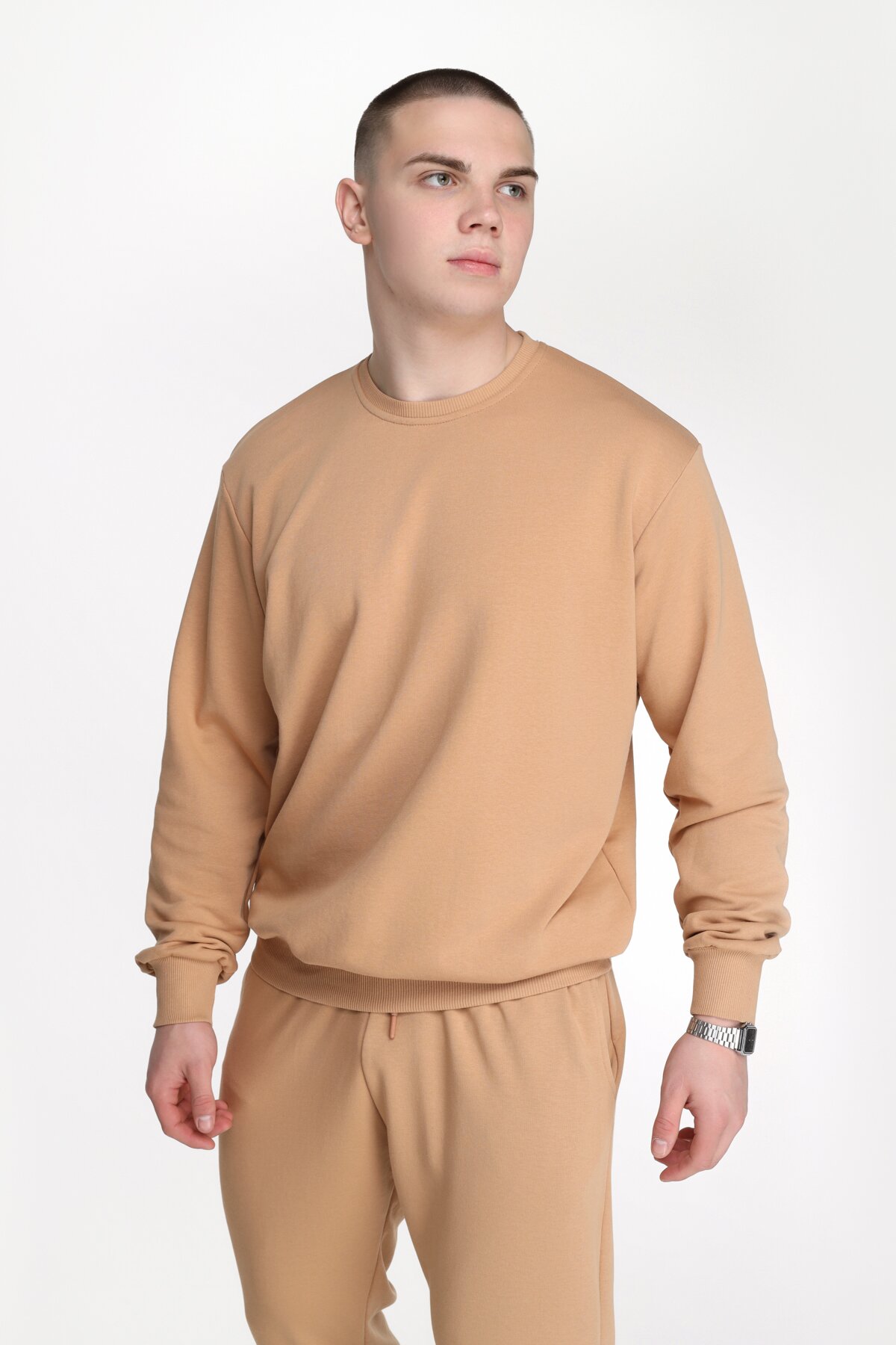 Свитшот однотонный мужской Demos DMS004 baza 4XL Бежевый (2000989426820D)  Фото №1